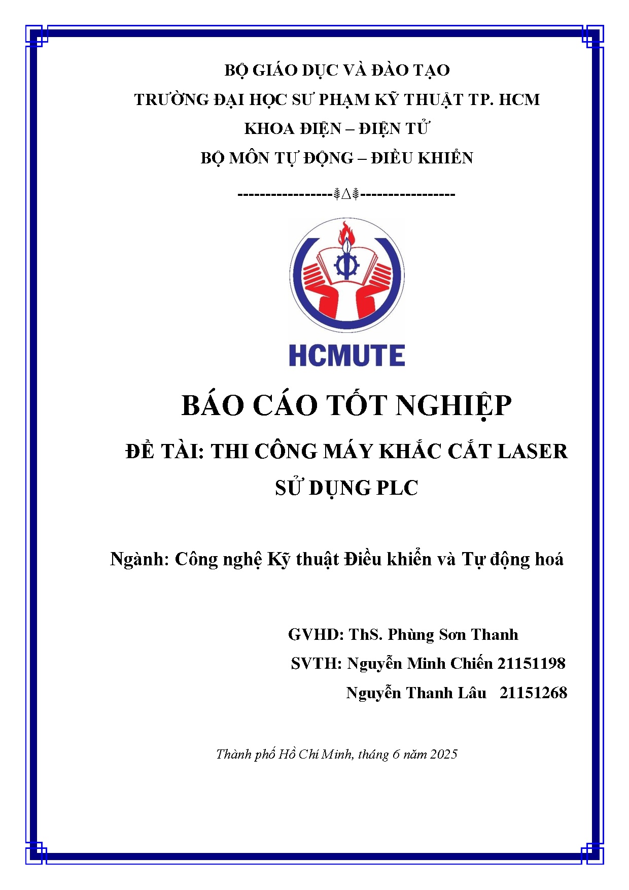 Đồ án tốt nghiệp - Thi công máy cắt laser sử dụng PLC