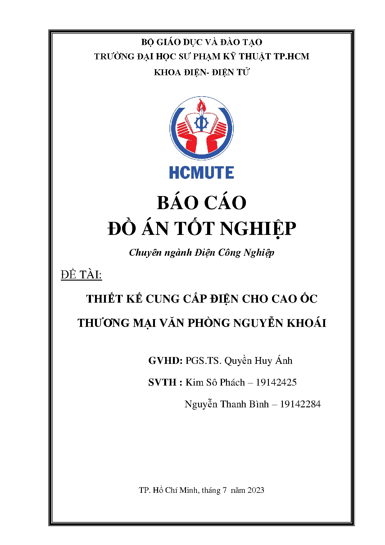 Đồ án tốt nghiệp - Thiết kế cung cấp điện cho cao ốc thương mại văn phòng Nguyễn Khoái