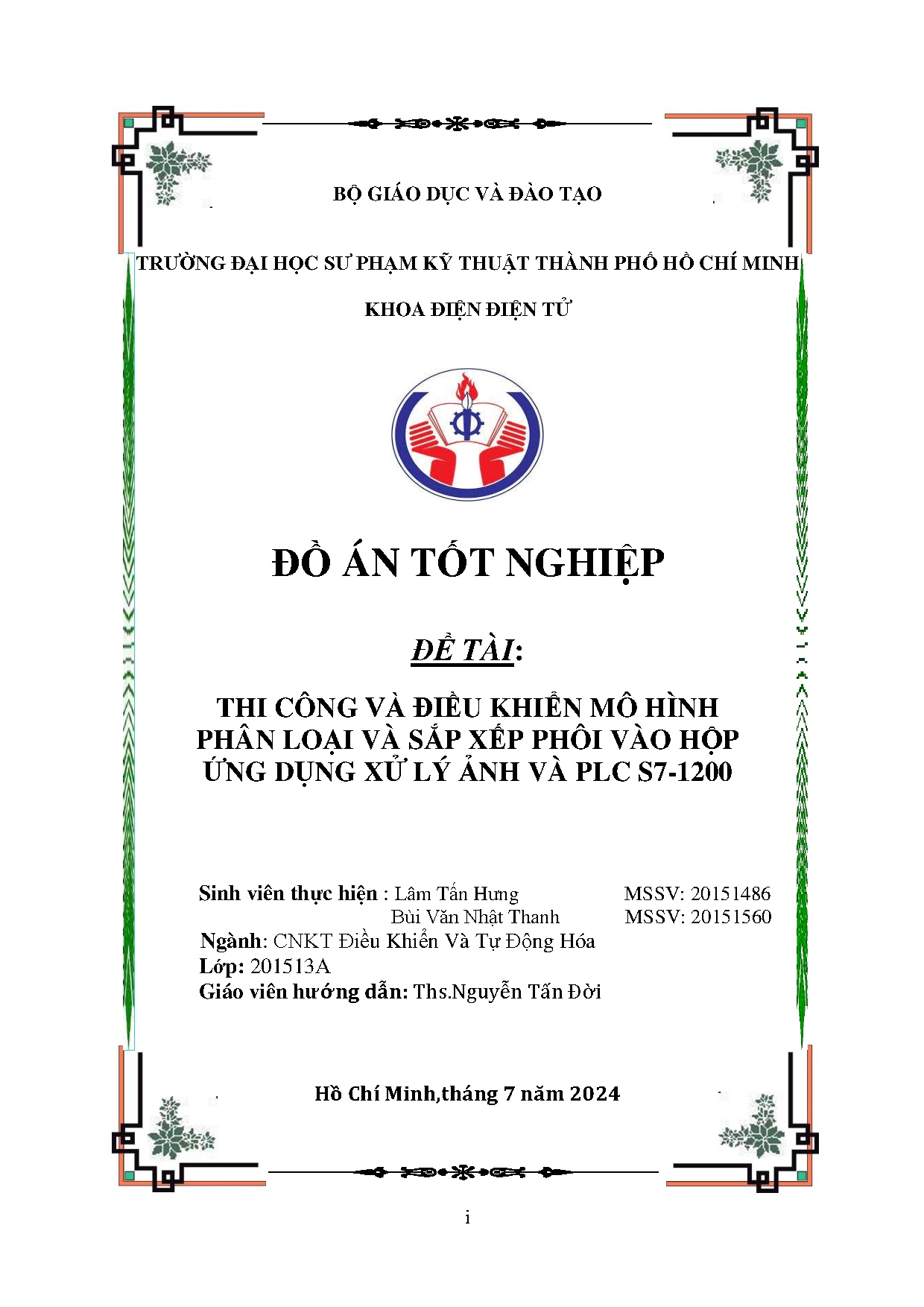 Đồ án tốt nghiệp - Thi công và điều khiển mô hình phân loại và sắp xếp phôi vào hộp ứng dụng XLẢVPS