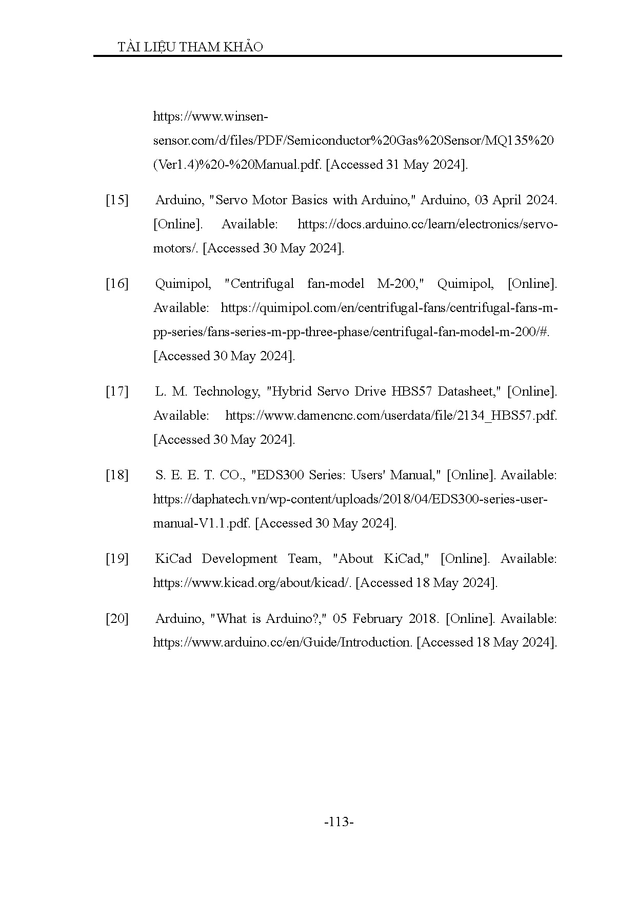 Đồ án tốt nghiệp - Thiết kế và thi công hệ thống IoT xử lý khí thải - Trang 134