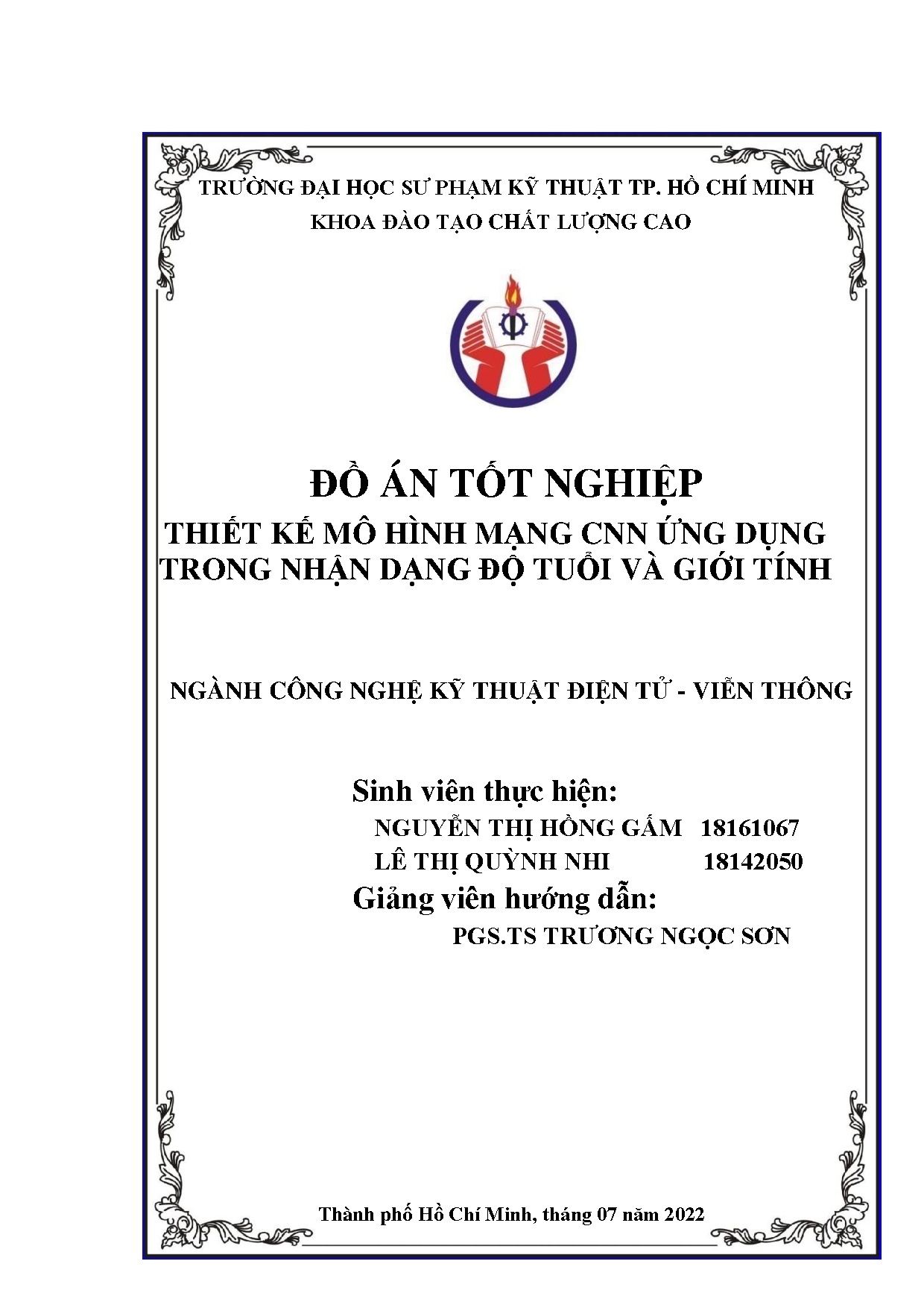 Đồ án tốt nghiệp - Thiết kế mô hình mạng CNN ứng dụng trong nhận dạng độ tuổi và giới tính