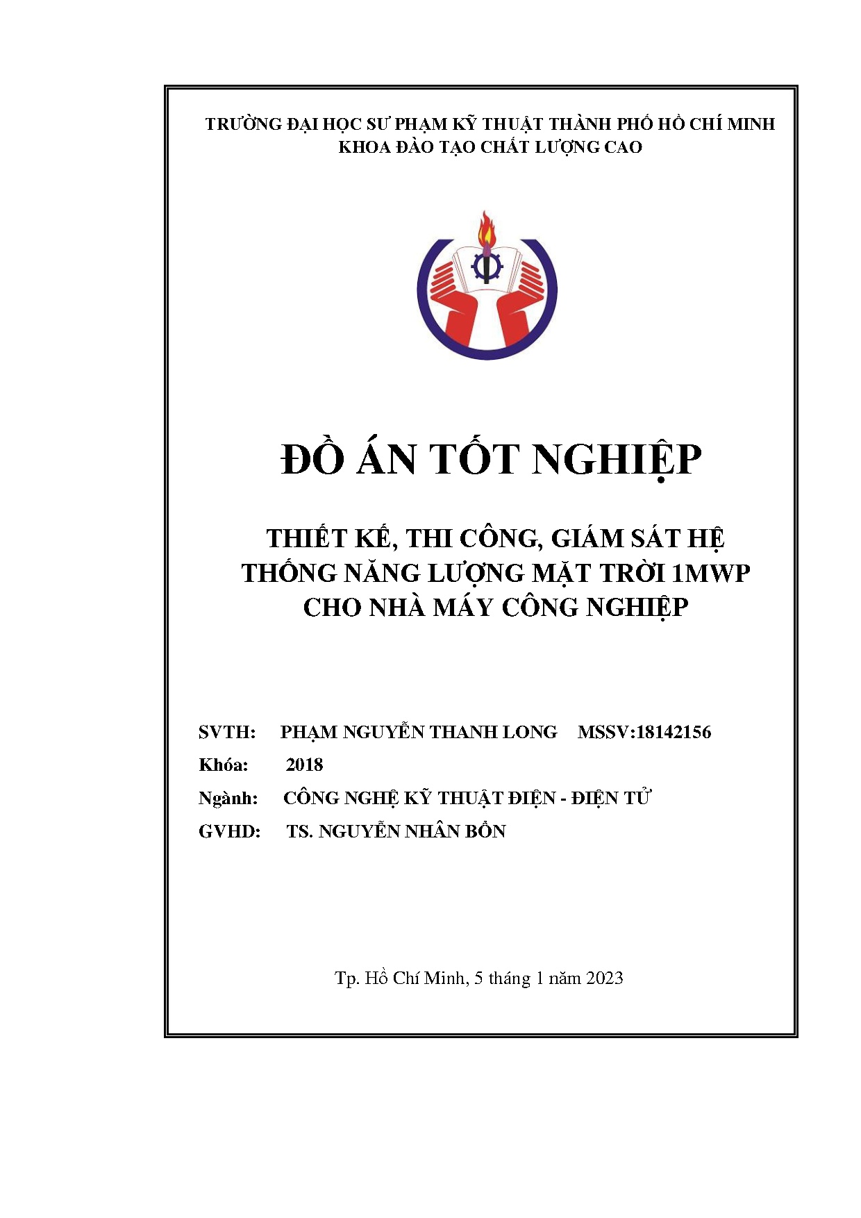Đồ án tốt nghiệp - Thiết kế, thi công, giám sát hệ thống năng lượng mặt trời 1MWP cho nhà máy công N