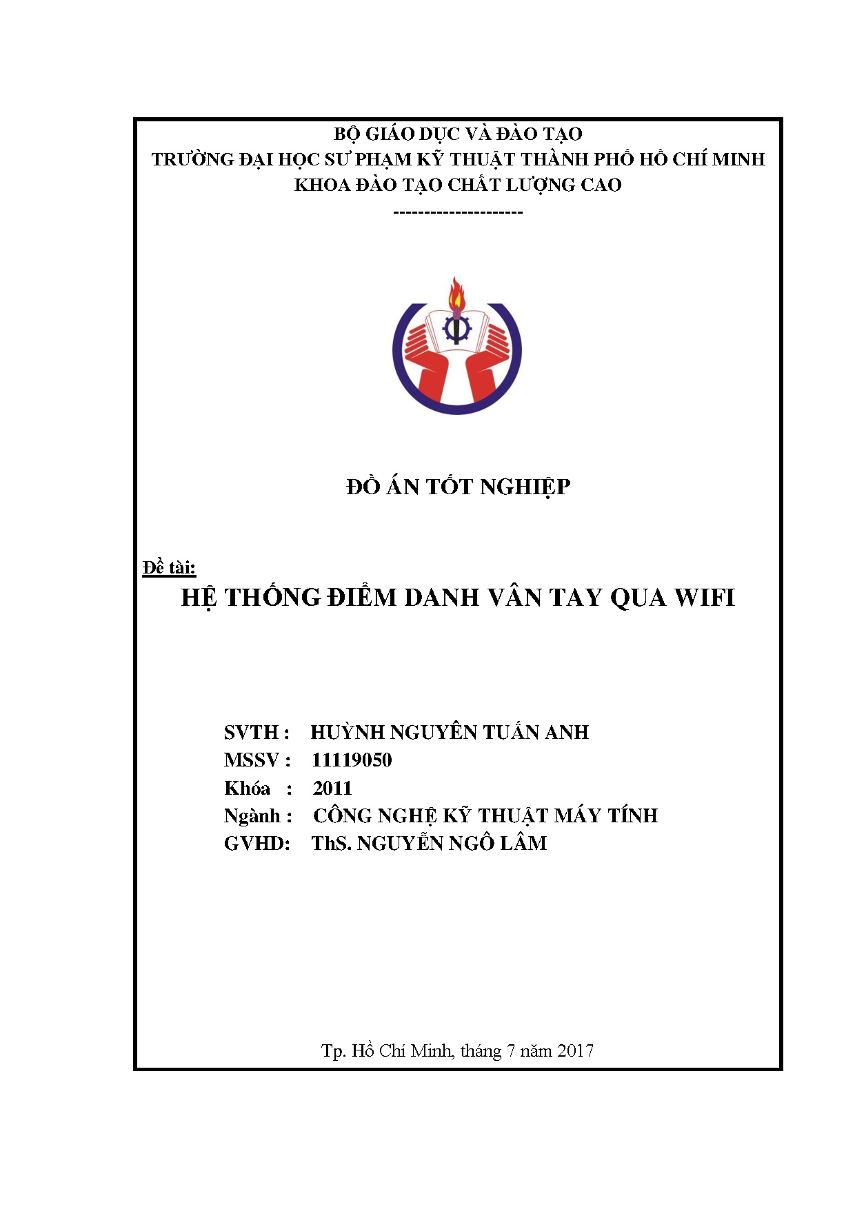 Đồ án tốt nghiệp - Hệ thống điểm danh vân tay qua Wifi: