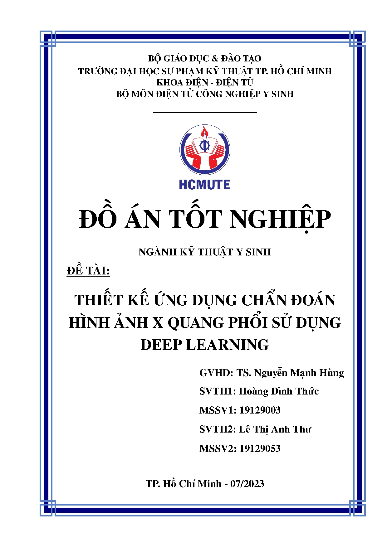 Đồ án tốt nghiệp - Thiết kế ứng dụng chẩn đoán hình ảnh X quang phổi sử dụng deep learning