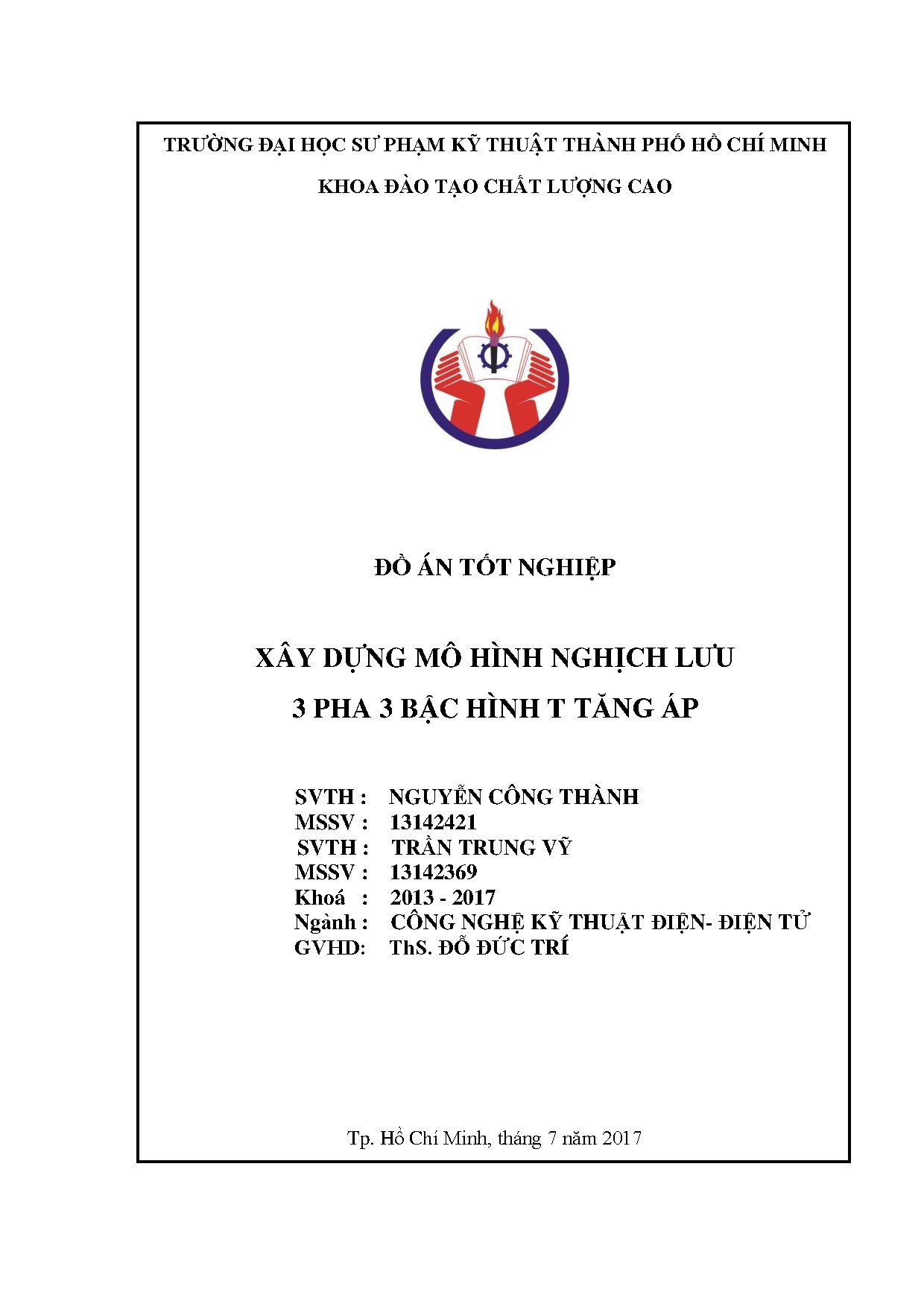 Đồ án tốt nghiệp - Xây dựng mô hình nghịch lưu 3 pha 3 bậc hình T tăng áp