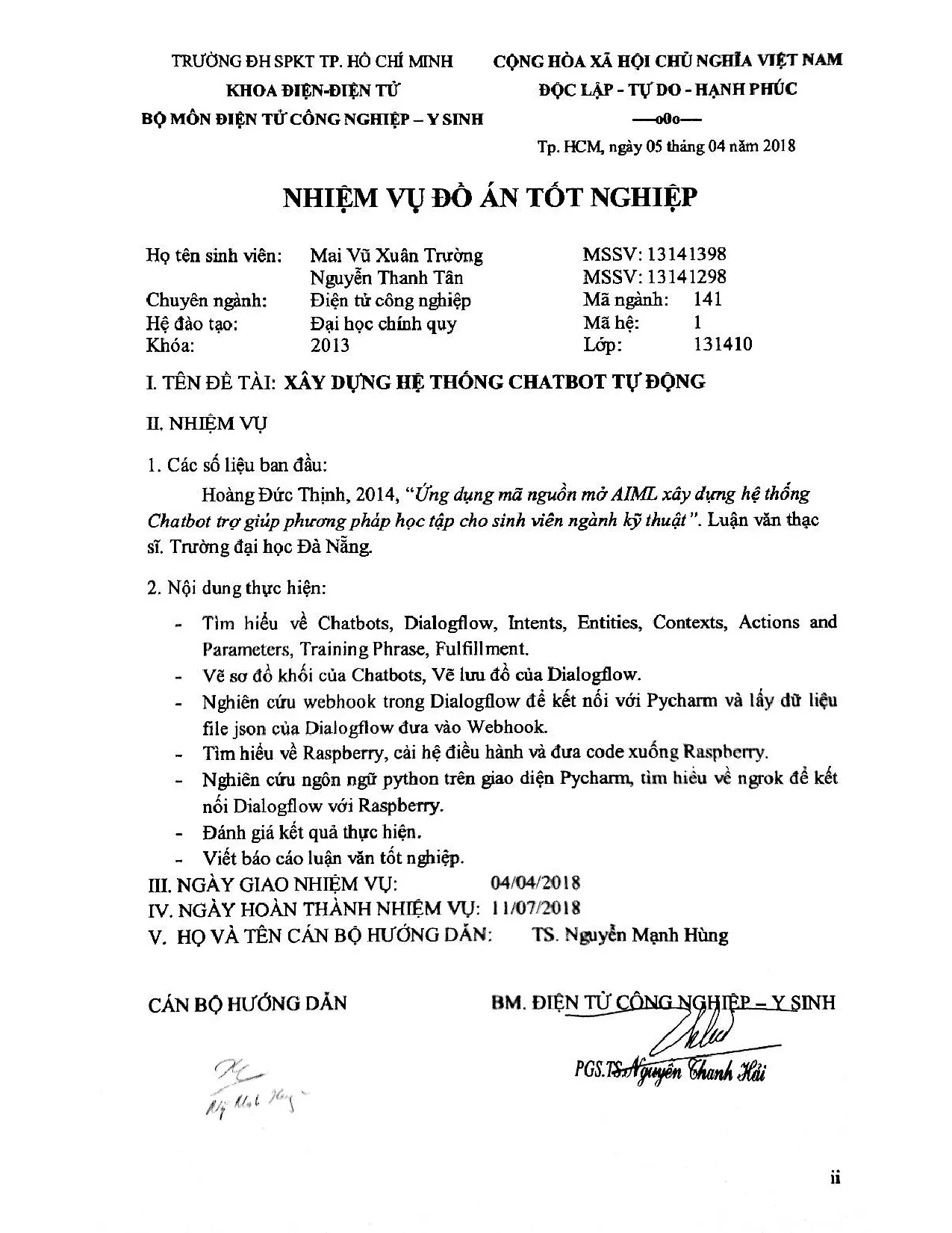 Đồ án tốt nghiệp - Xây dựng hệ thống Chatbot tự động - Trang 2