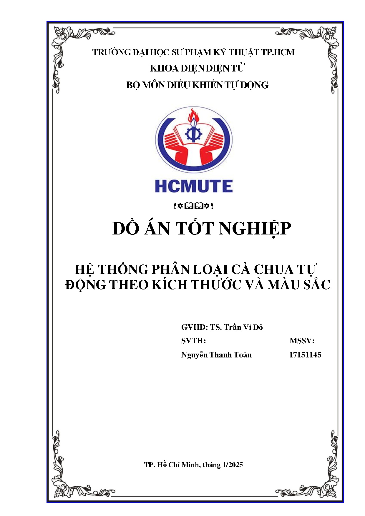 Đồ án tốt nghiệp - Hệ thống phân loại cà chua tự động theo kích thước và màu sắc