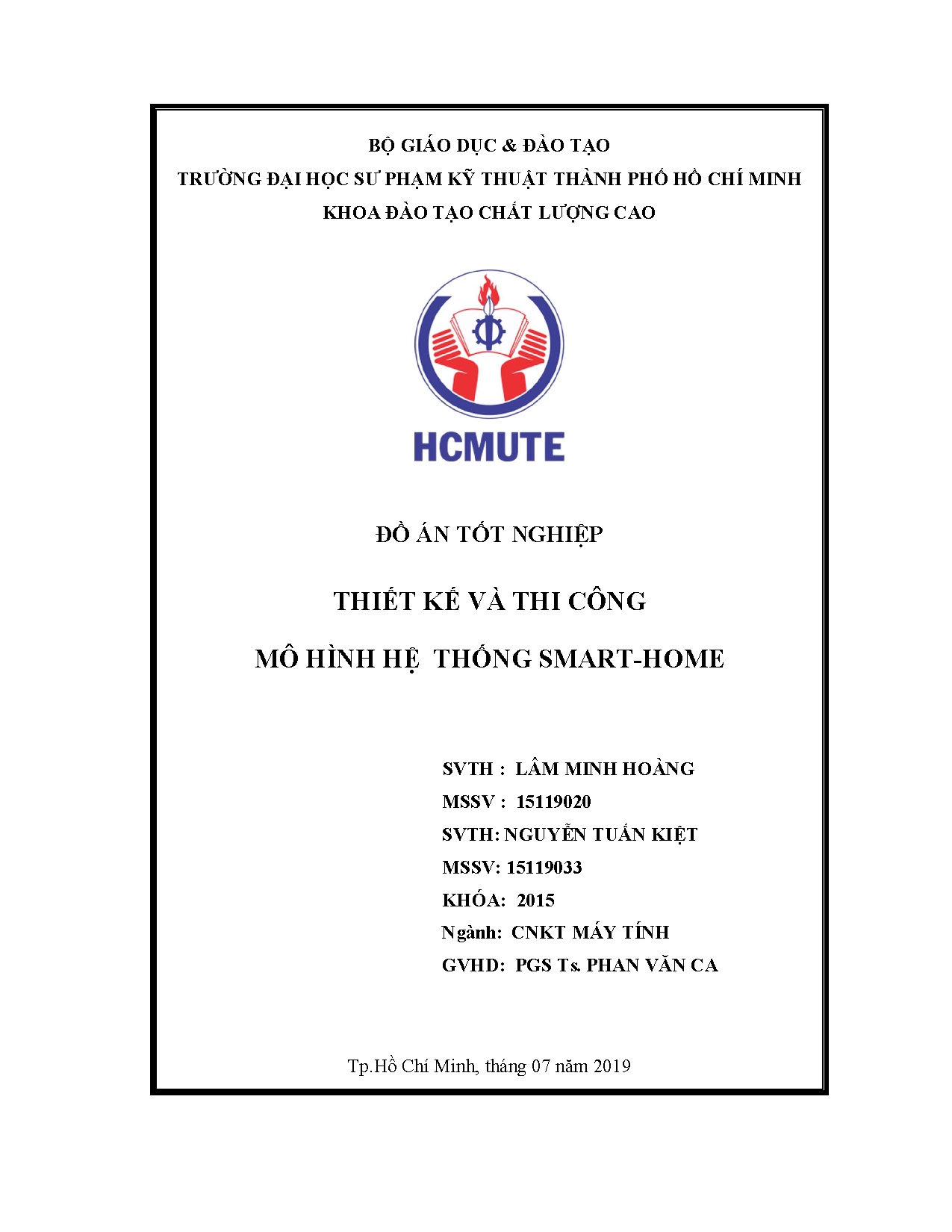 Đồ án tốt nghiệp - Thiết kế và thi công mô hình hệ thống smart-home