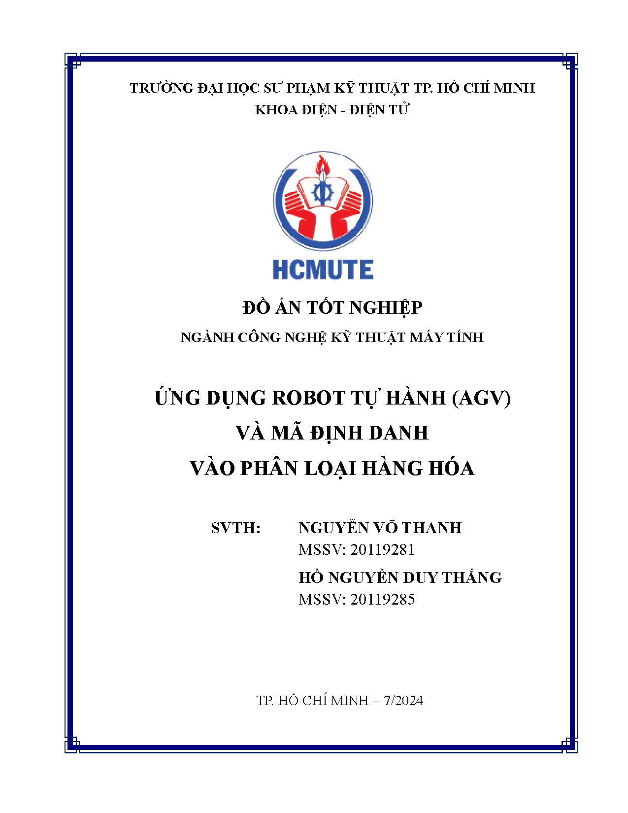 Đồ án tốt nghiệp - Ứng dụng robot tự hành (AGV) và mã định danh vào phân loại hàng hóa