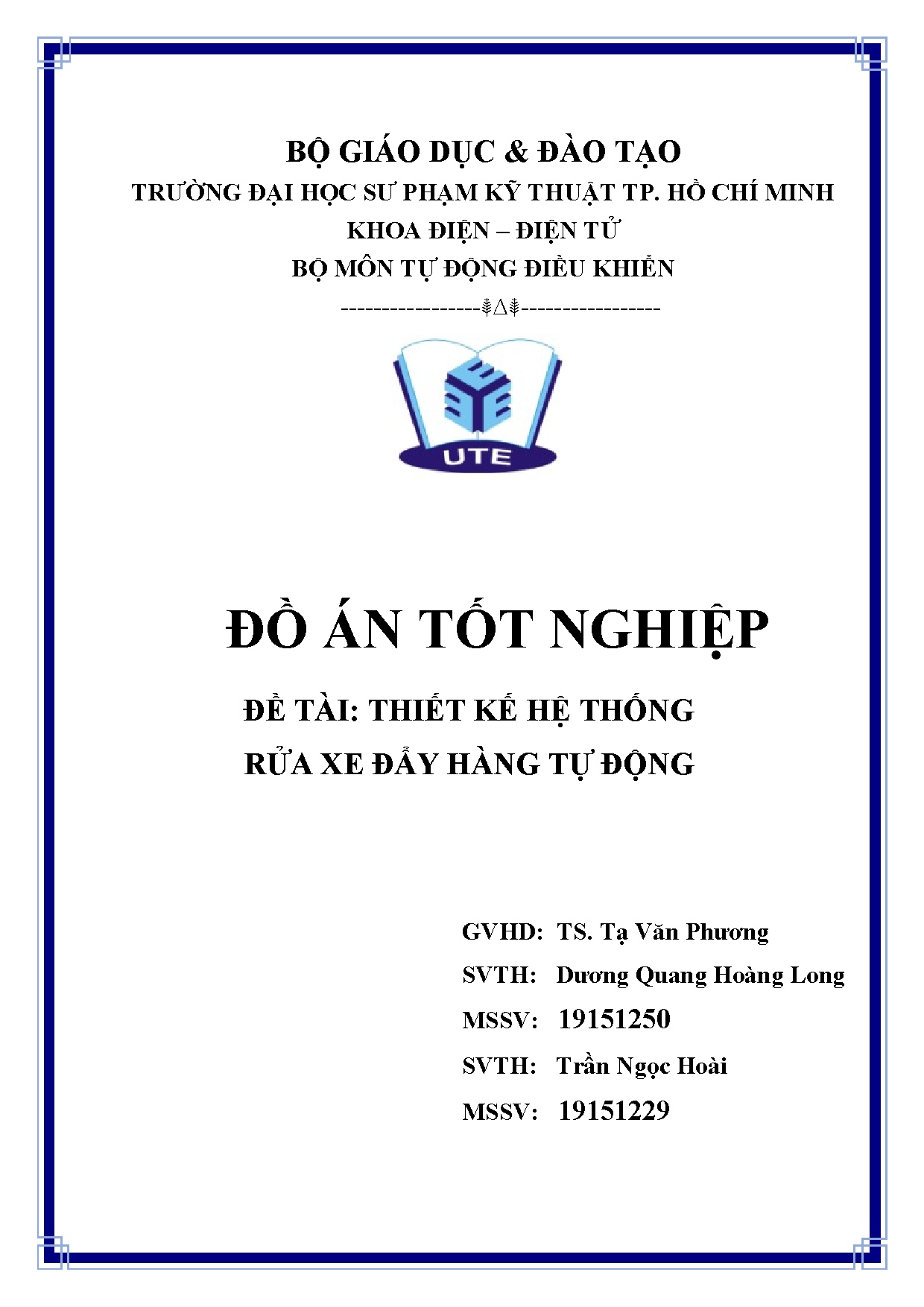 Đồ án tốt nghiệp - Thiết kế hệ thống rửa xe đẩy hàng tự động