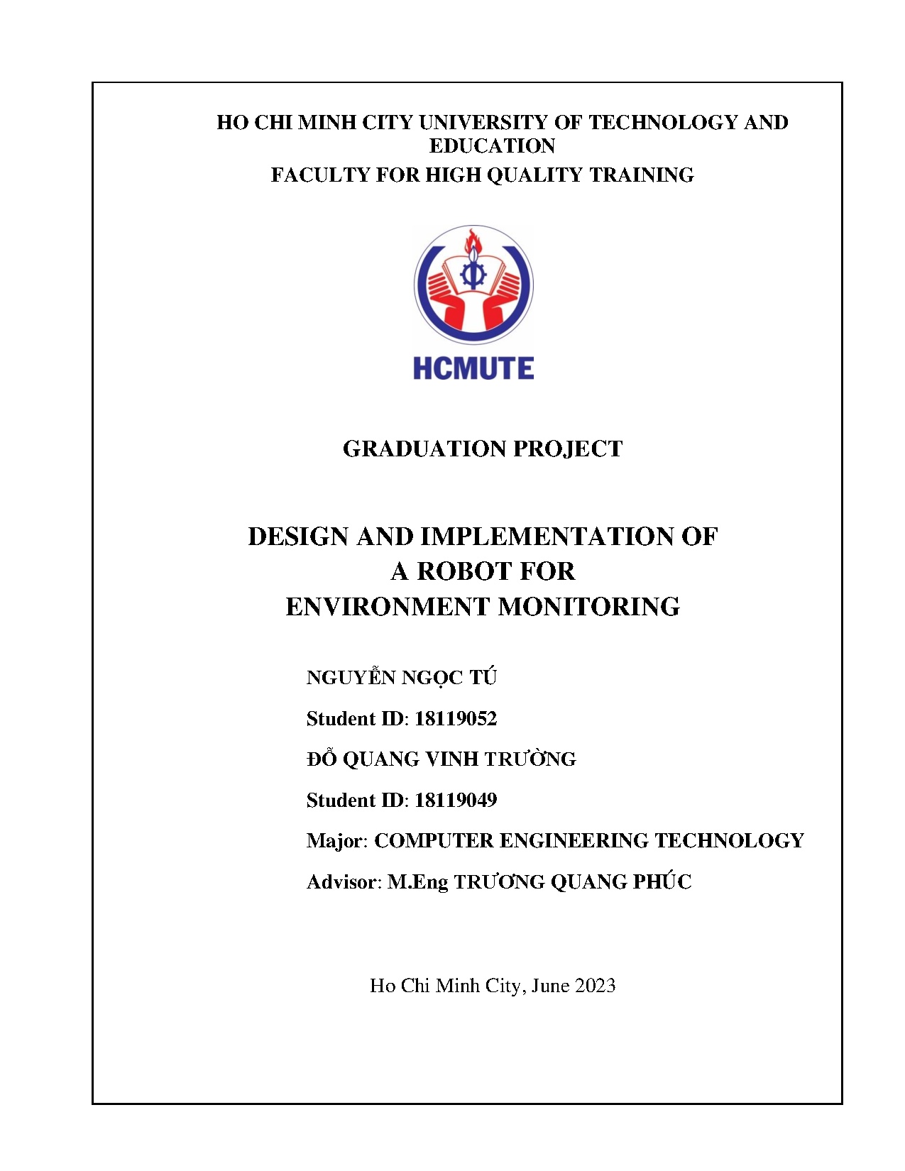 Đồ án tốt nghiệp - Design and implementation of a Robot for environment monitoring