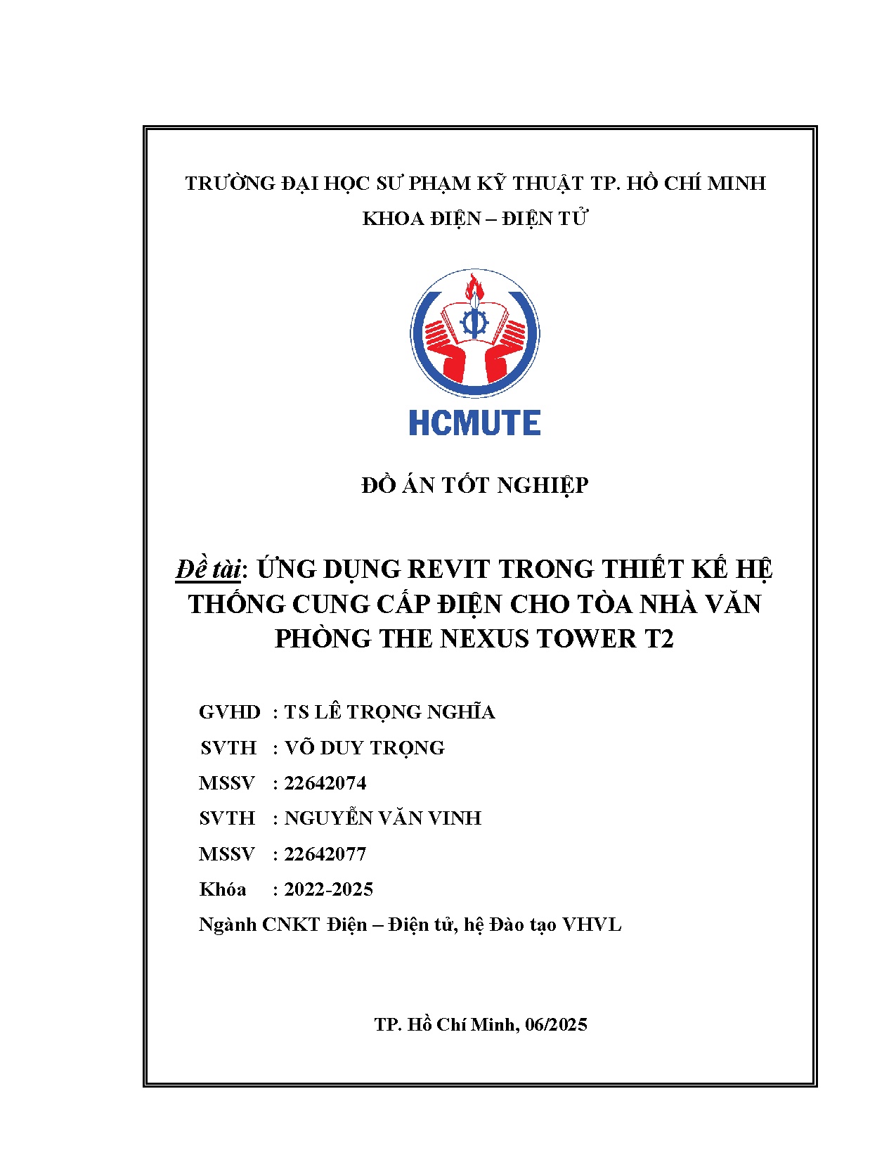Đồ án tốt nghiệp - Ứng dụng revit trong thiết kế hệ thống cung cấp điện cho tòa nhà văn phòng TNTT