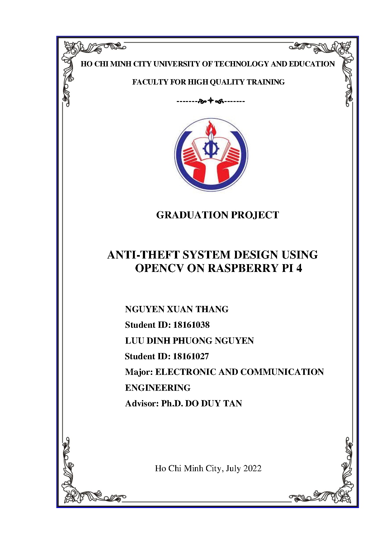 Đồ án tốt nghiệp - Anti-theft system design using opencv on raspberry PI 4