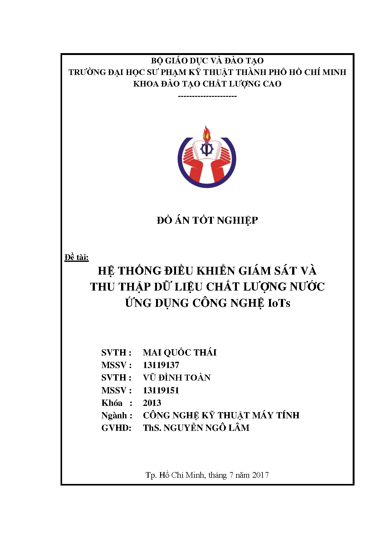 Đồ án tốt nghiệp - Hệ thống điều khiển giám sát và thu thập dữ liệu chất lượng nước ứng dụng công NI
