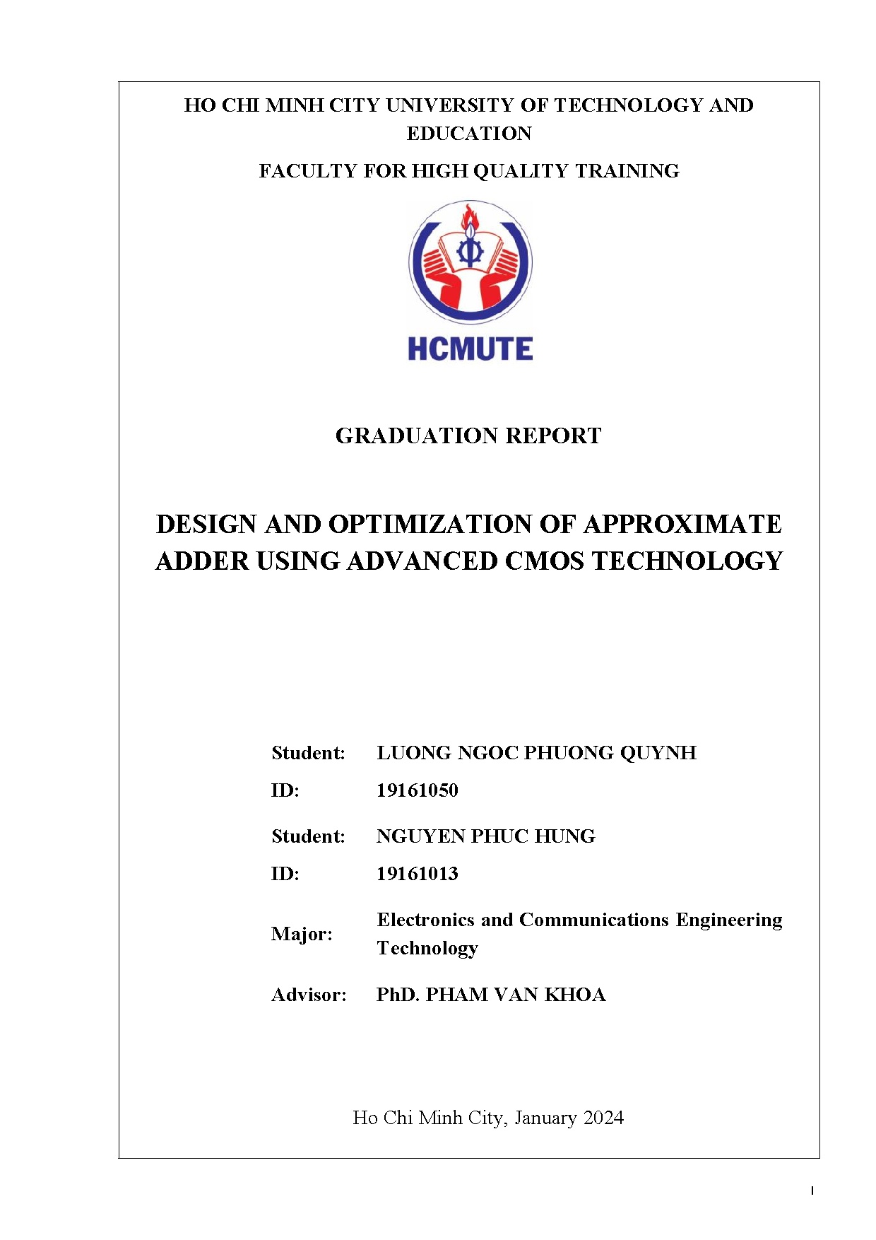 Đồ án tốt nghiệp - Design and optimization of approximate adder using advanced CMOS technology