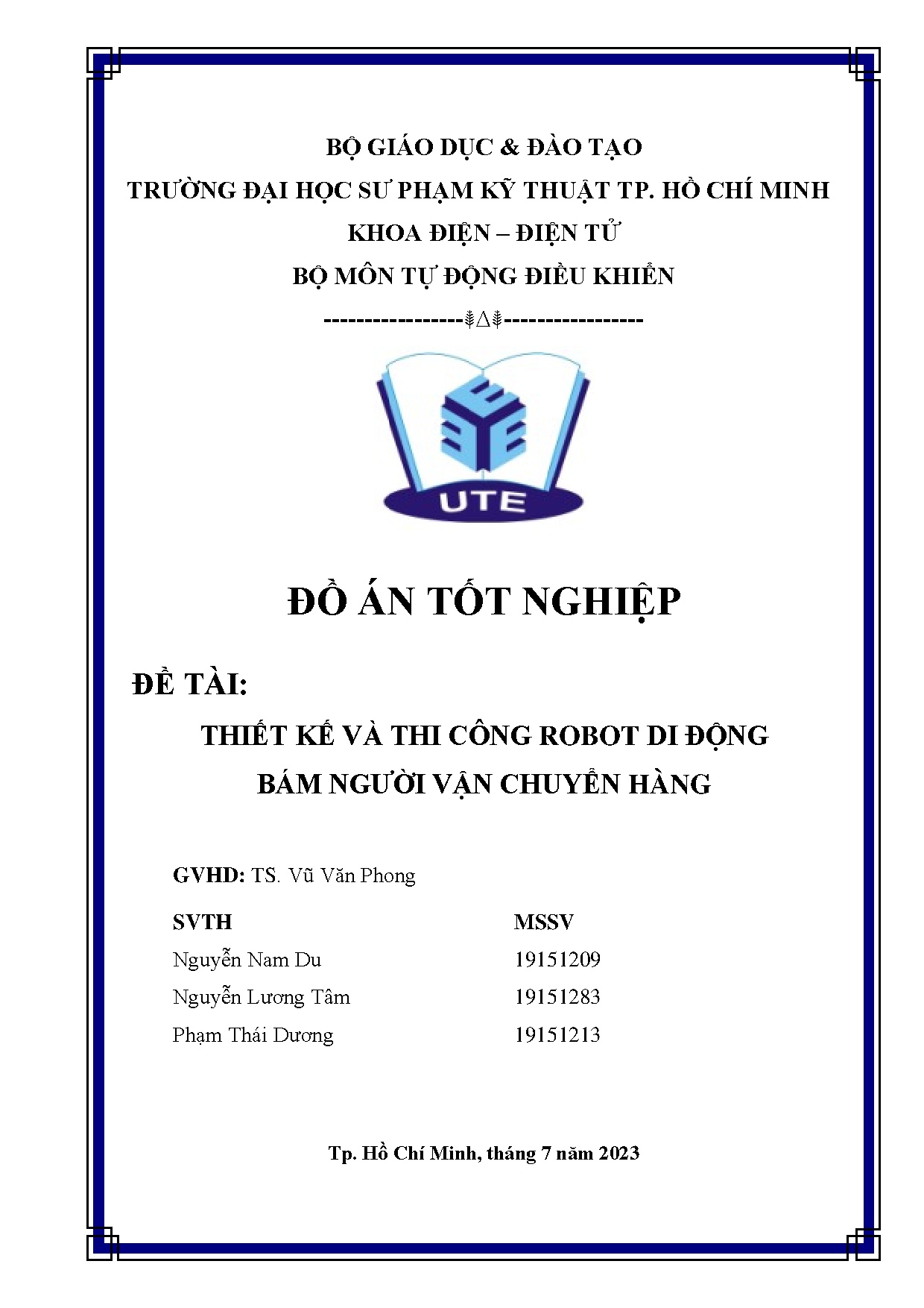 Đồ án tốt nghiệp - Thiết kế và thi công robot di động bám người vận chuyển hàng