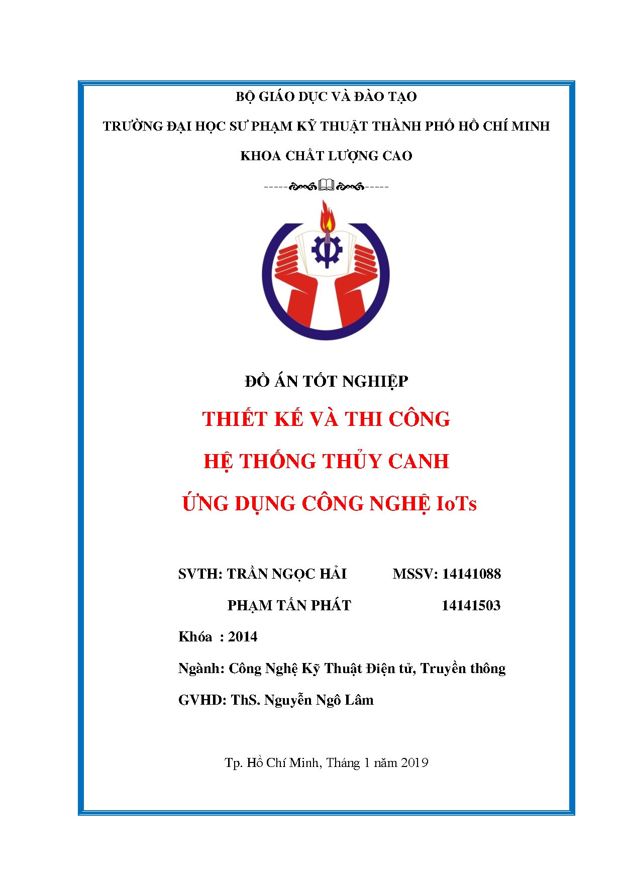 Đồ án tốt nghiệp - Thiết kế và thi công hệ thống thủy canh ứng dụng công nghệ IoTs GIÁO DVĐTĐHSPKTPH