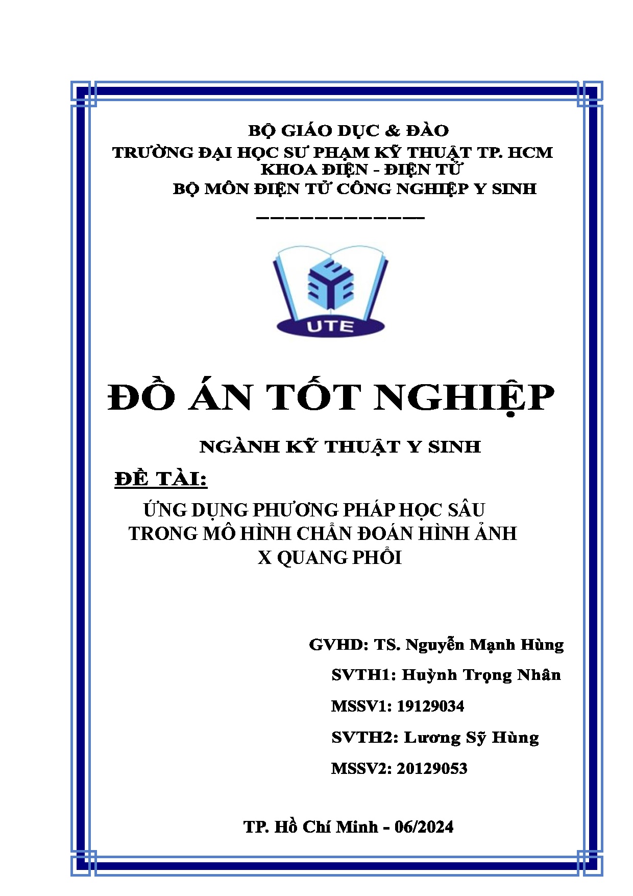 Đồ án tốt nghiệp - Ứng dụng phương pháp học sâu trong mô hình chẩn đoán hình ảnh X quang phổi