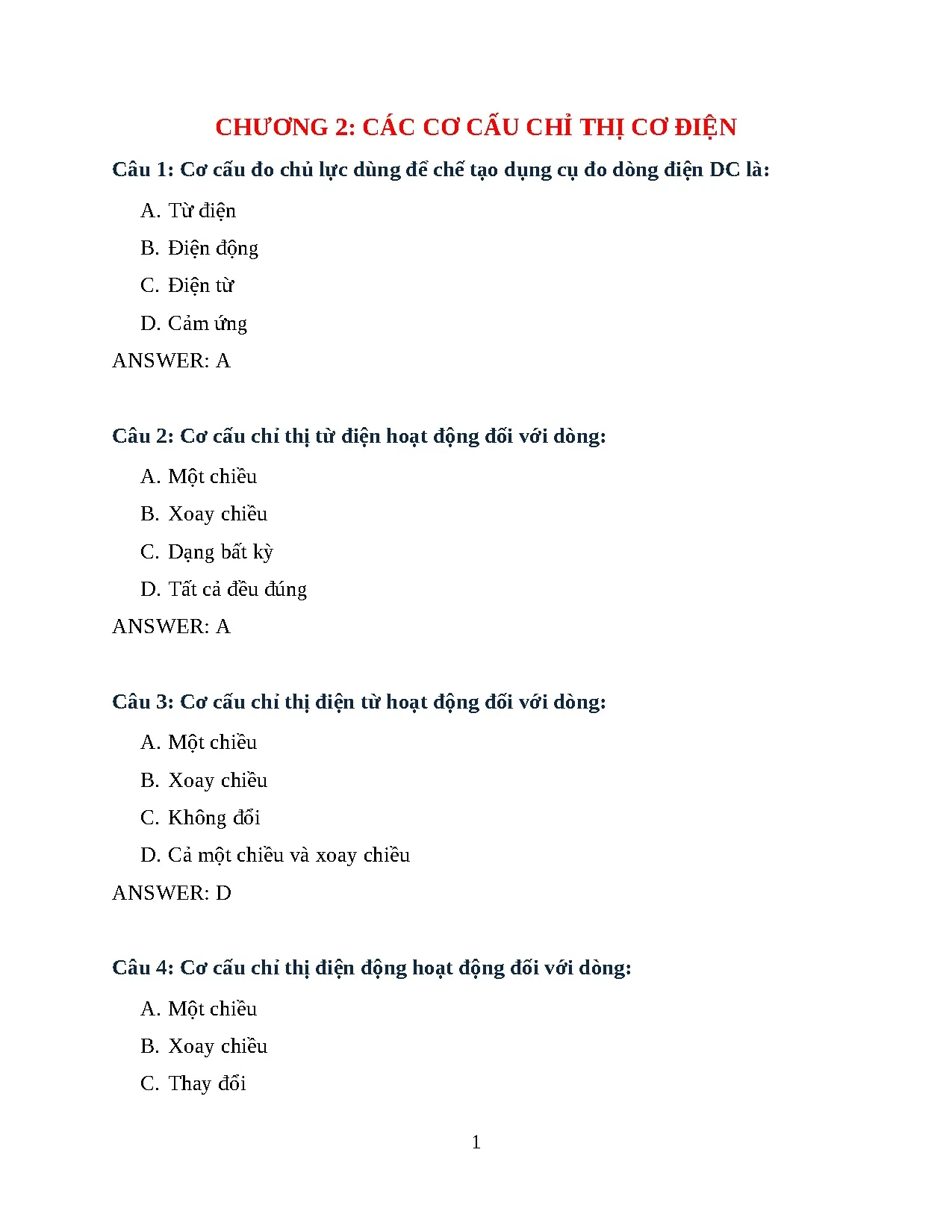 Trắc nghiệm chương 2 đo lường