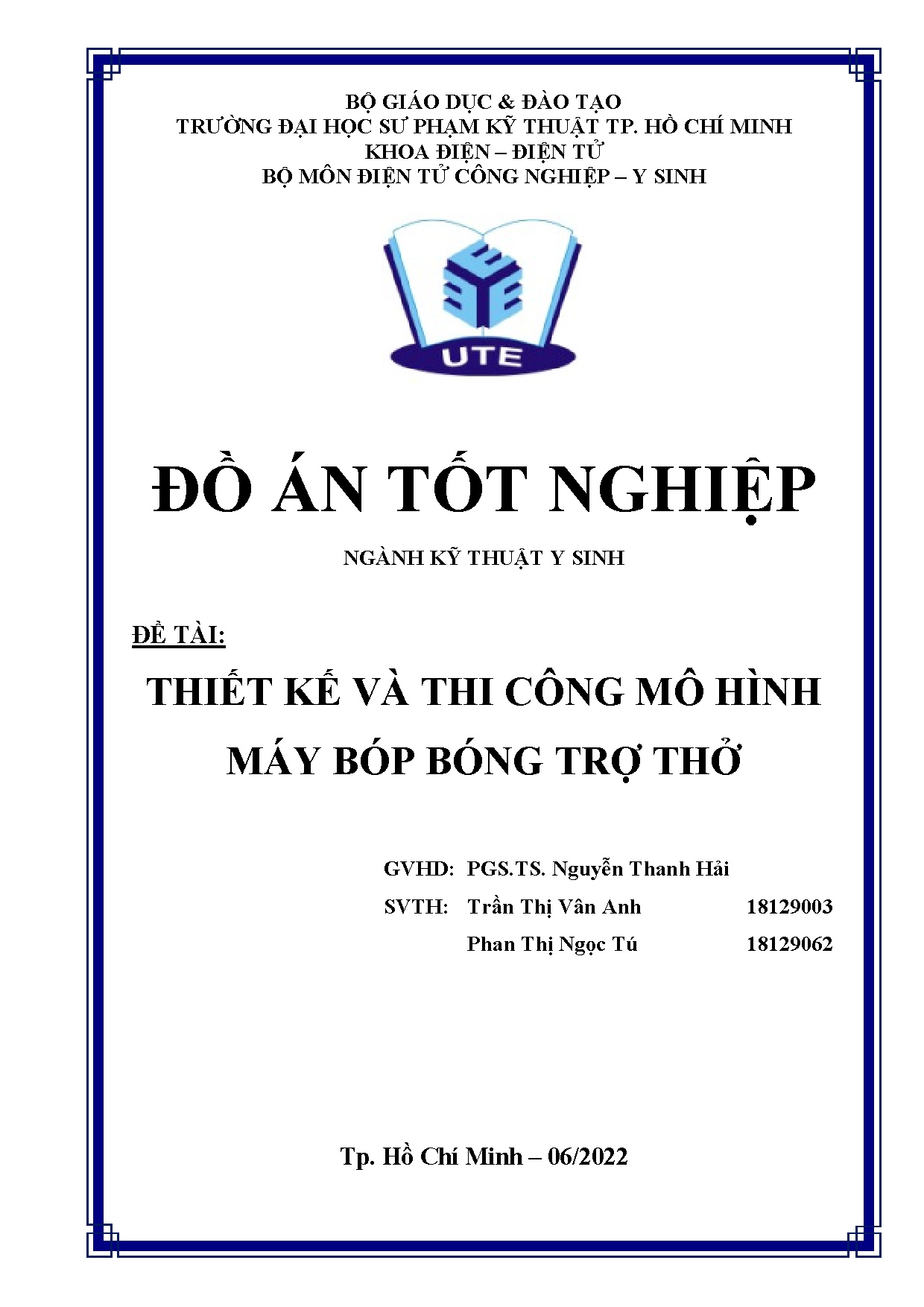 Đồ án tốt nghiệp - Thiết kế và thi công mô hình máy bóp bóng trợ thở