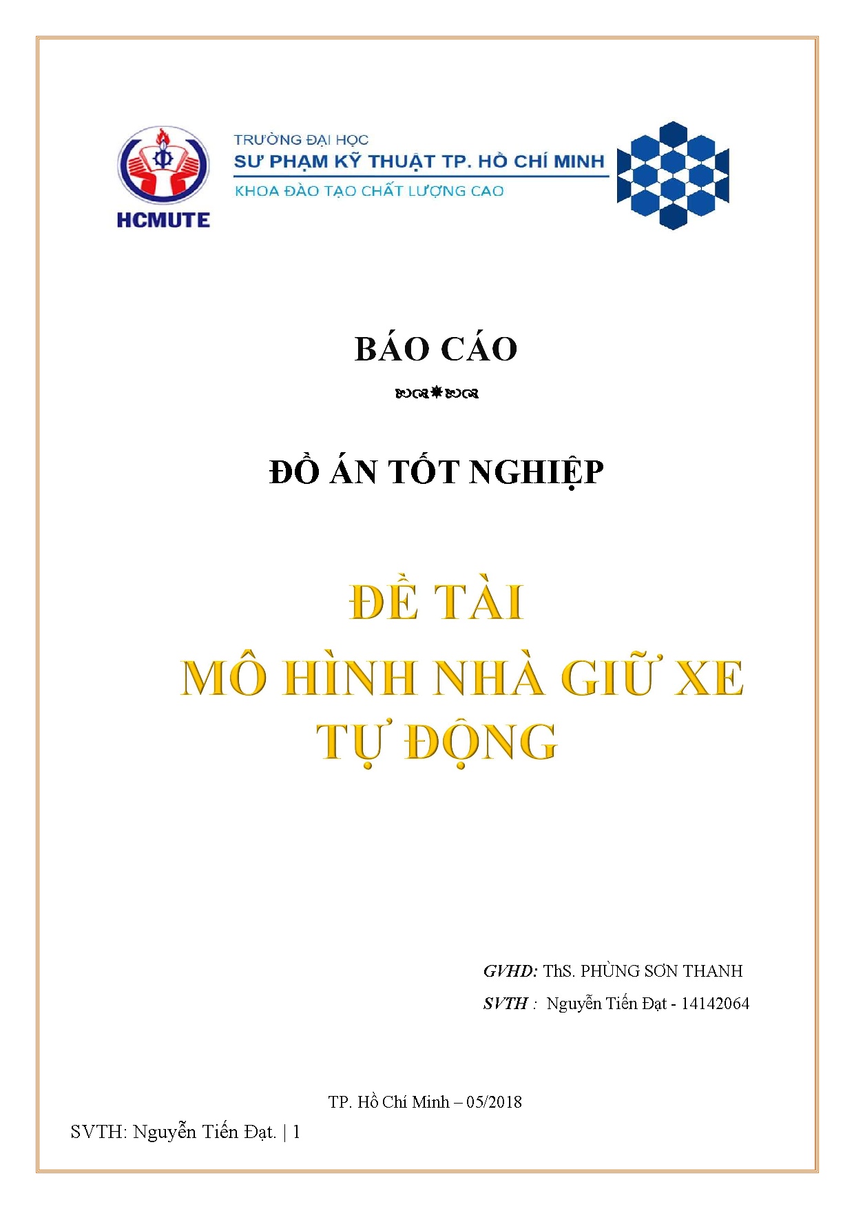 Đồ án tốt nghiệp - Mô hình nhà giữ xe tự động