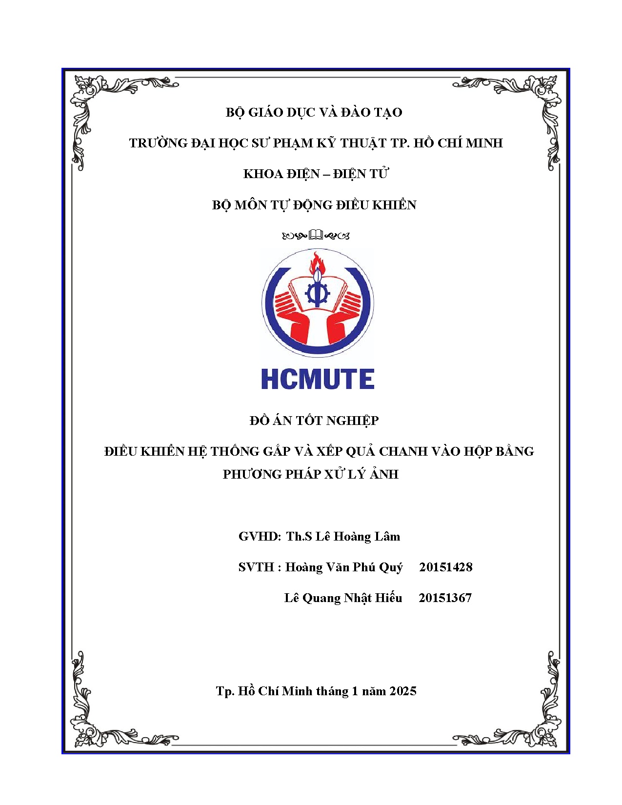 Đồ án tốt nghiệp - Điều khiển hệ thống và xếp quả chanh vào hộp bằng phương pháp xử lý ảnh