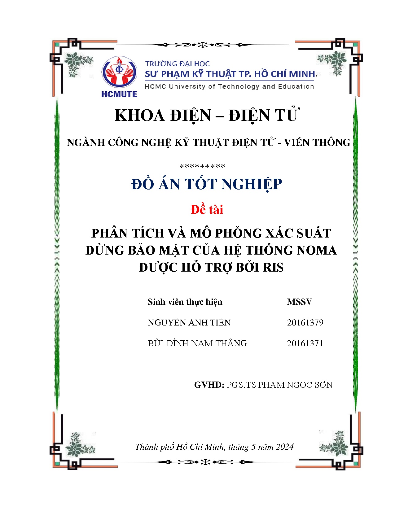 Đồ án tốt nghiệp - Phân tích và mô phỏng xác suất dừng bảo mật của hệ thống noma được hỗ trợ bởi RIS