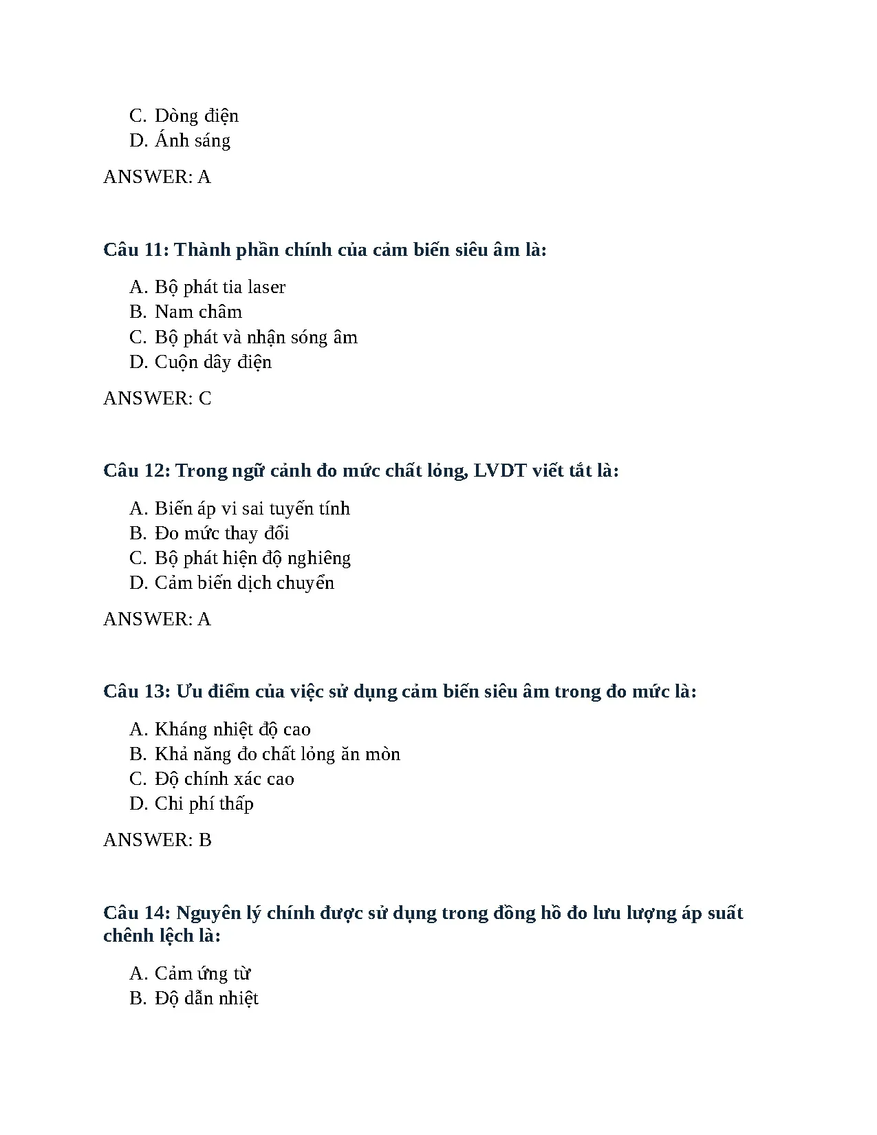 Trắc nghiệm chương 11 đo lường - Trang 4