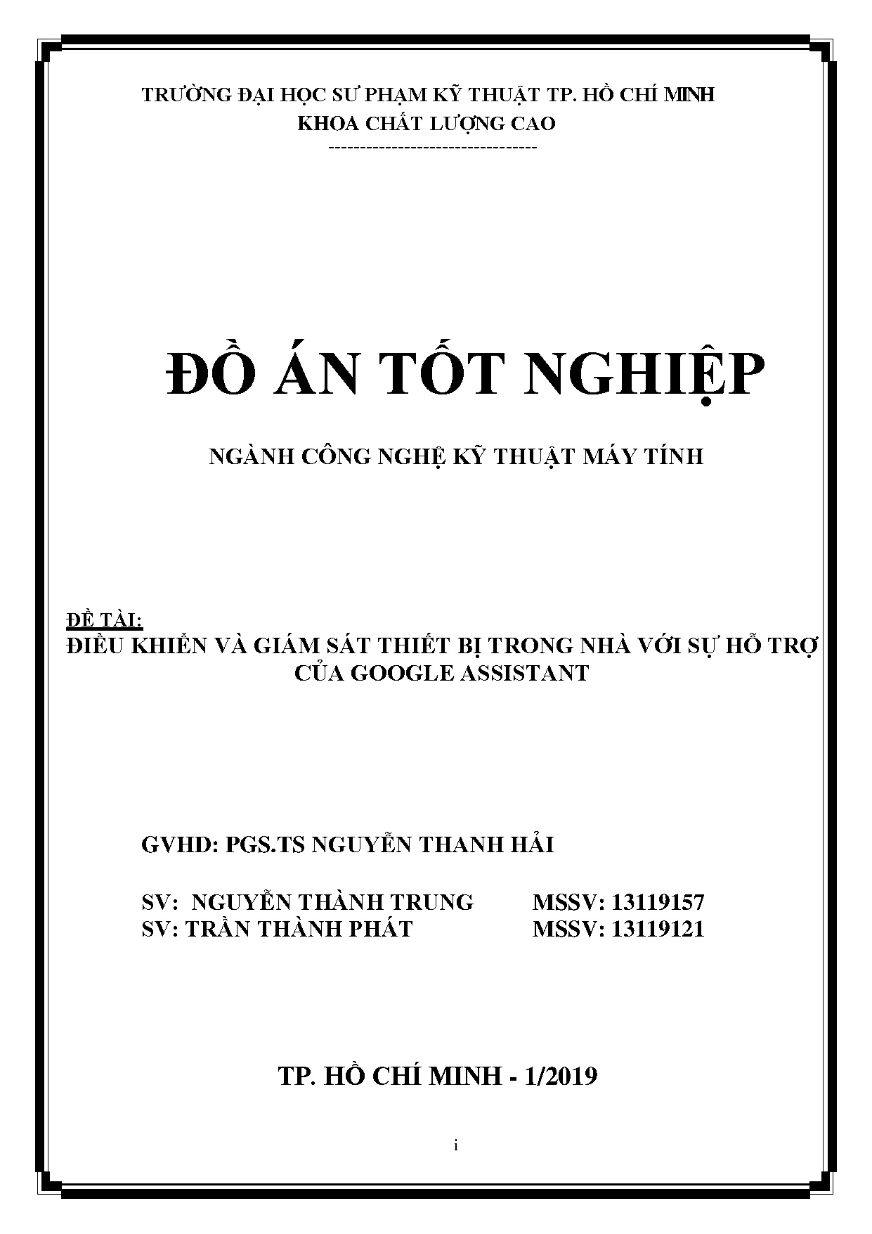 Đồ án tốt nghiệp - Điều khiển và giám sát thiết bị trong nhà với sự hỗ trợ của Google Assistant