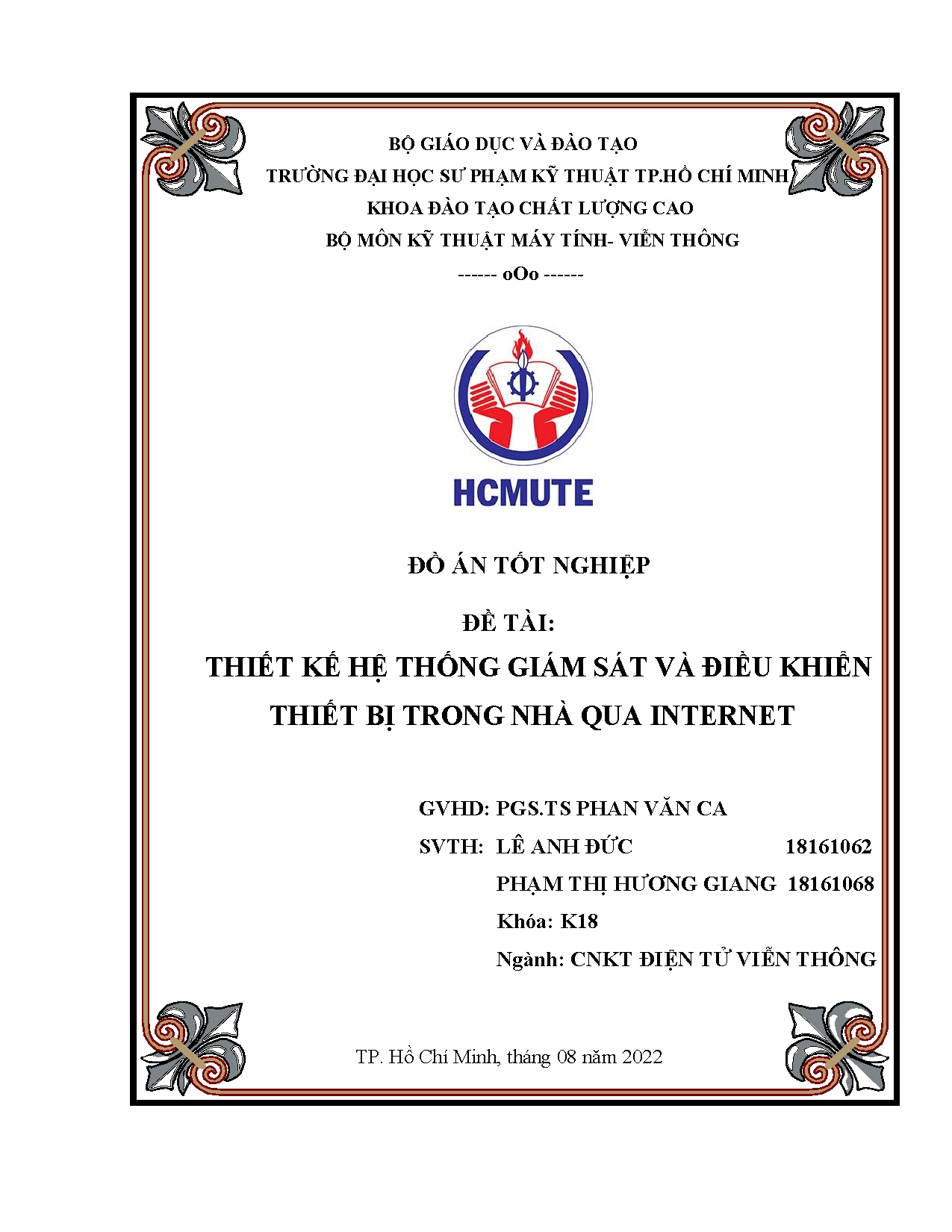 Đồ án tốt nghiệp - Thiết kế hệ thống giám sát và điều khiển thiết bị trong nhà qua internet