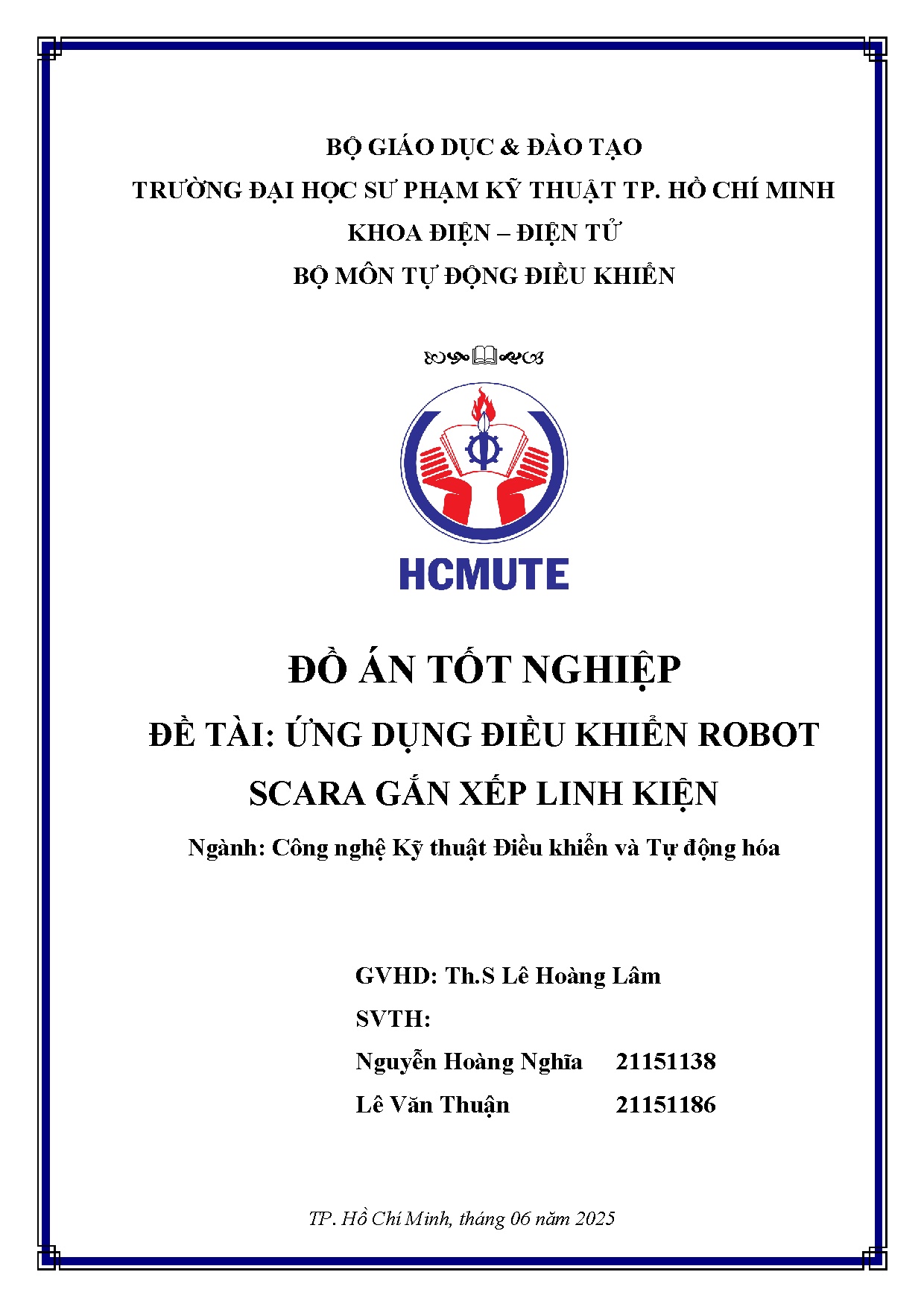 Đồ án tốt nghiệp - Ứng dụng điều khiển robot scara gắn xếp linh kiện