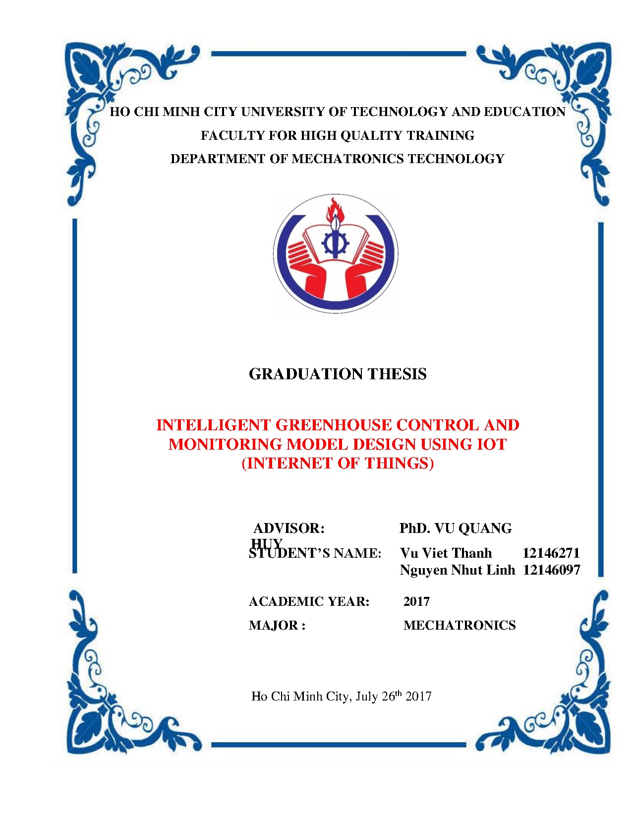 Đồ án tốt nghiệp - Intelligent greenhouse control and monitoring model design using IoT ( IOT