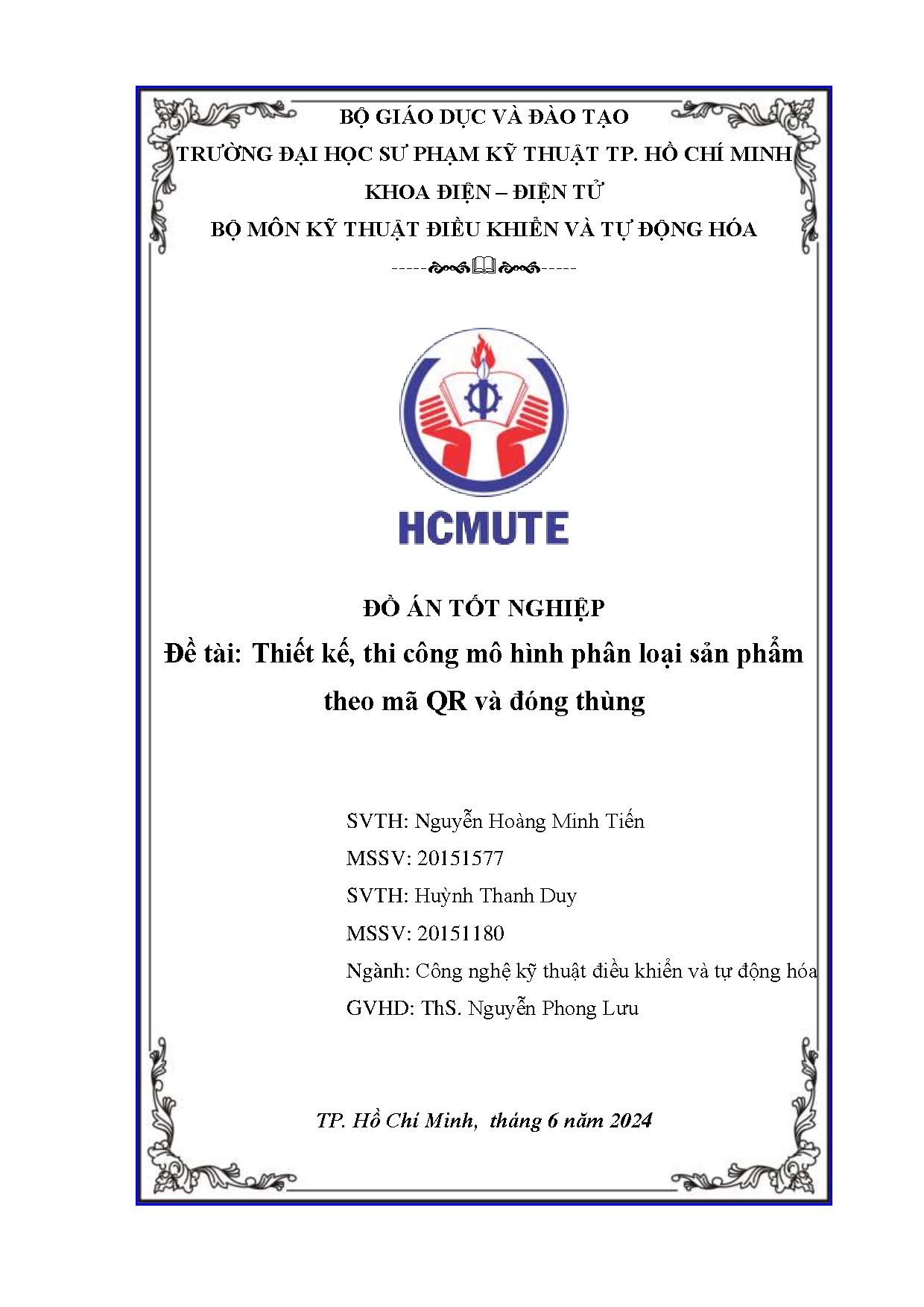 Đồ án tốt nghiệp - Thiết kế, thi công mô hình phân loại sản phẩm theo mã QR và đóng thùng