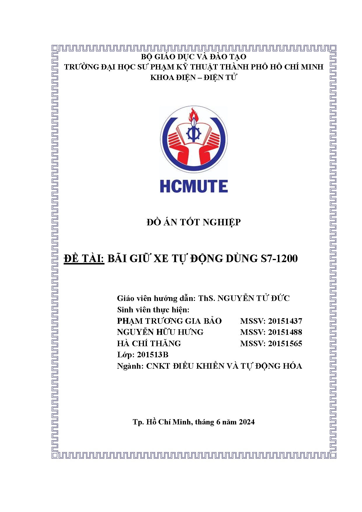 Đồ án tốt nghiệp - Bãi giữ xe tự động dùng S7-1200