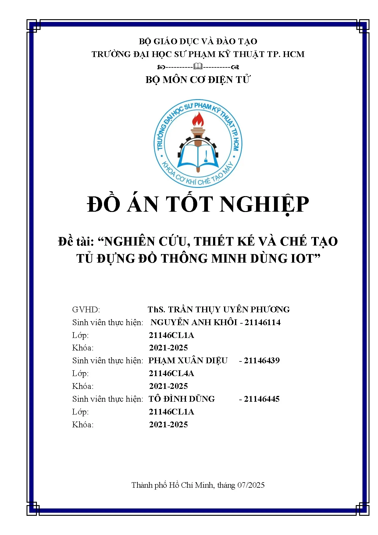 Đồ án tốt nghiệp - Nghiên cứu, thiết kế và chế tạo tủ đựng đồ thông minh dùng iot - Trang 2