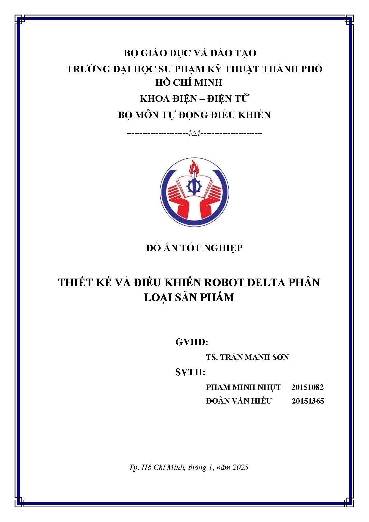 Đồ án tốt nghiệp - Thiết kế và điều khiển robot Delta phân loại sản phẩm