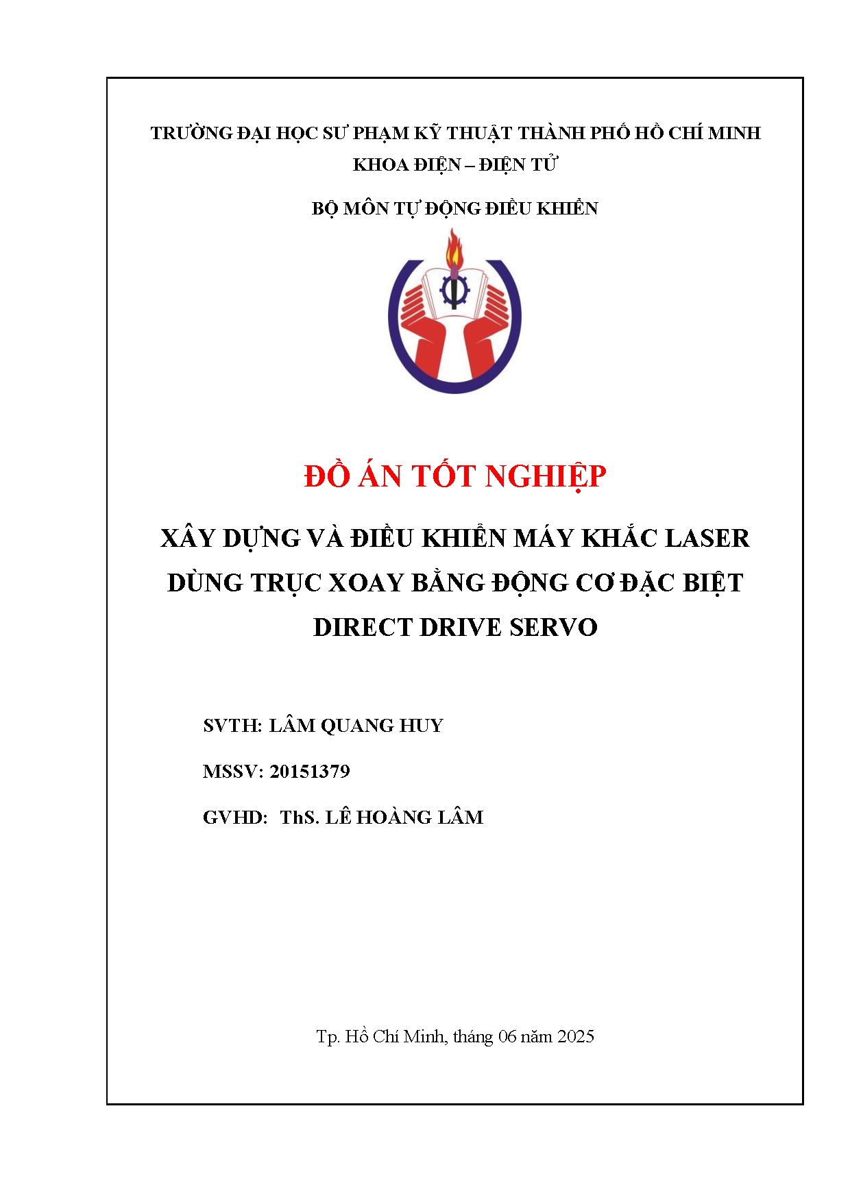Đồ án tốt nghiệp - Xây dựng và điều khiển máy khắc laser dùng trục xoay bằng động cơ đặc biệt DDS
