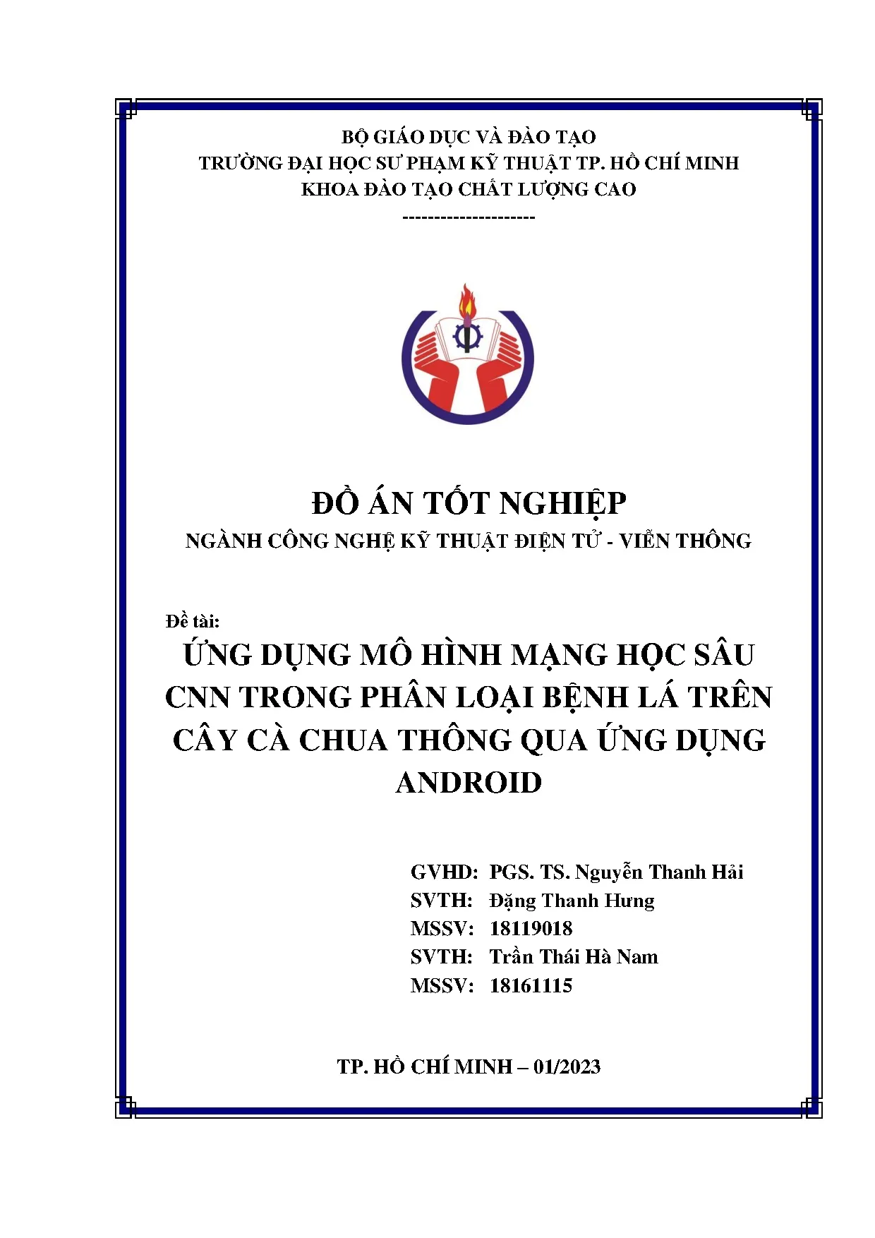 Đồ án tốt nghiệp - Ứng dụng mô hình mạng học sâu CNN trong phân loại bệnh lá trên cây cà chua TQỨDA