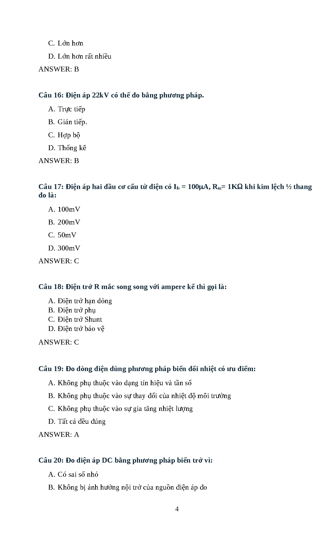 Trắc nghiệm chương 3 đo lường - Trang 4