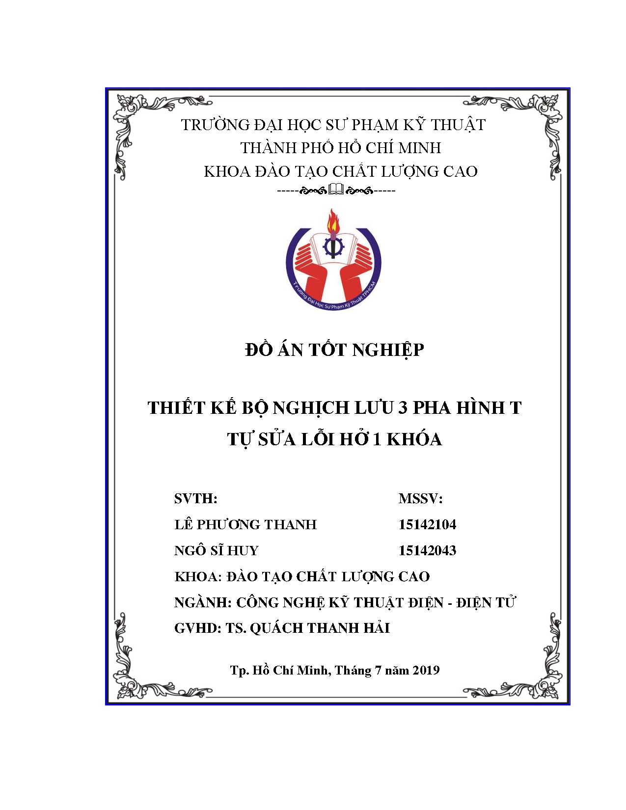 Đồ án tốt nghiệp - Thiết kế bộ nghịch lưu 3 pha hình T tự sửa lỗi hở 1 khóa
