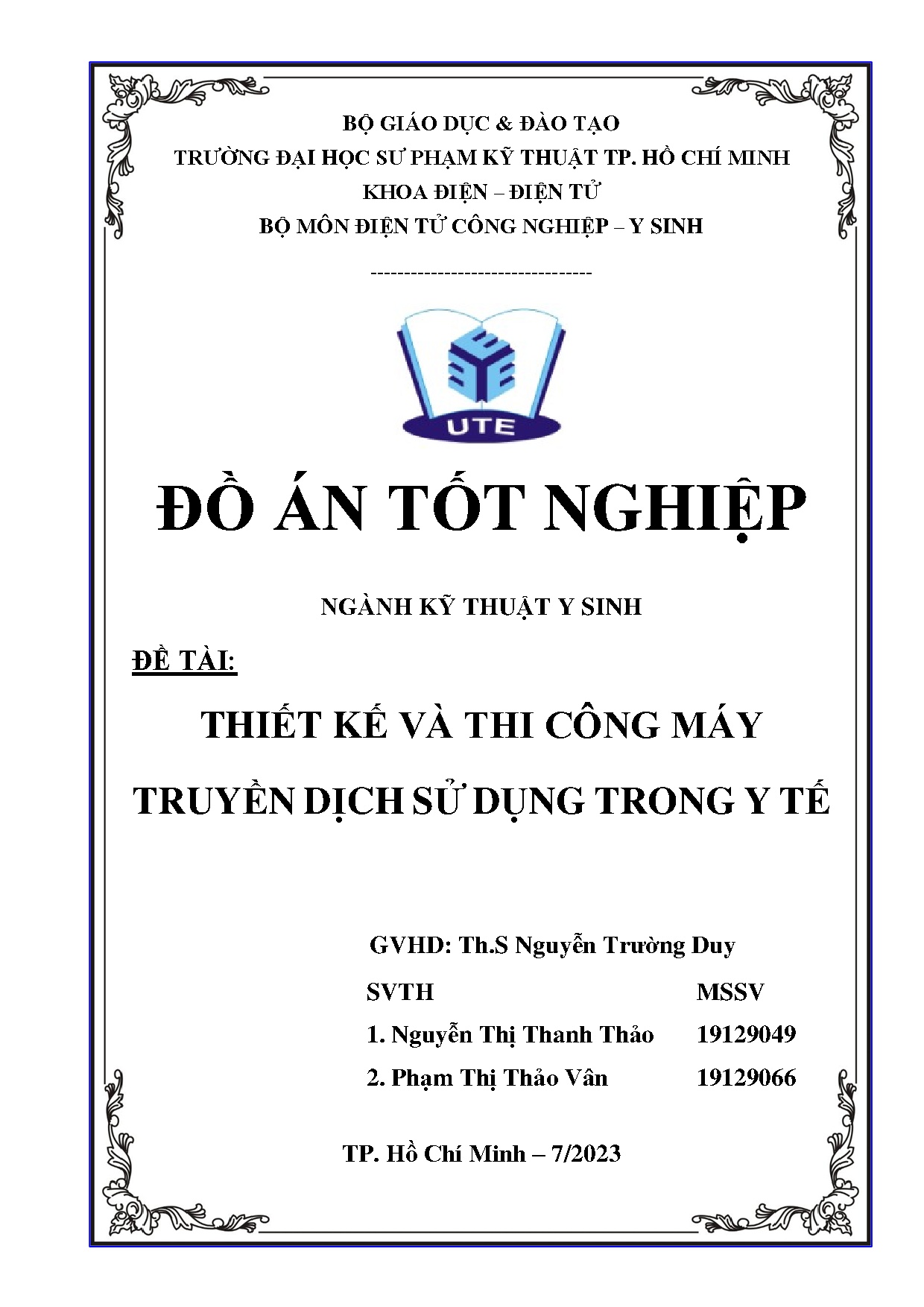 Đồ án tốt nghiệp - Thiết kế và thi công máy truyền dịch sử dụng trong y tế