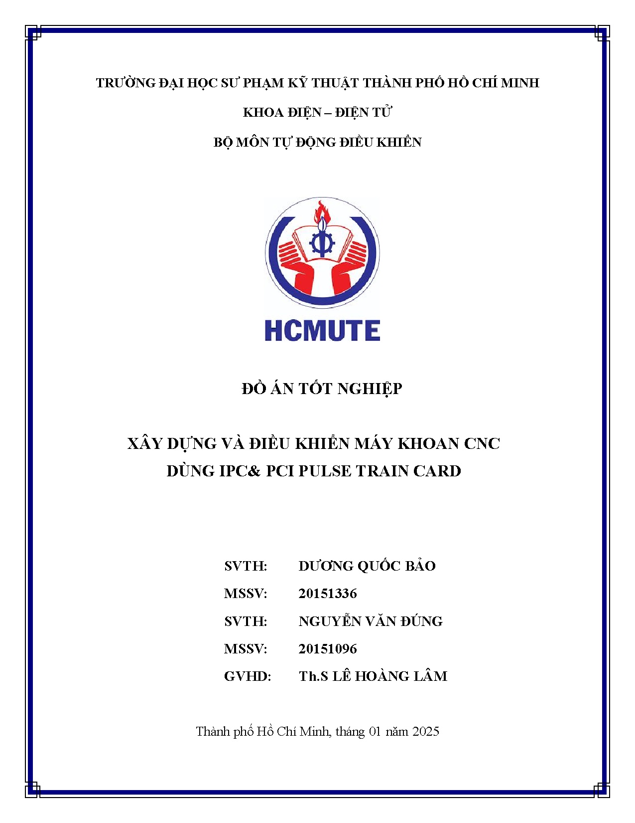 Đồ án tốt nghiệp - Xây dựng và điều khiển máy khoan CNC dùng IPC &amp; PCI pulse train card