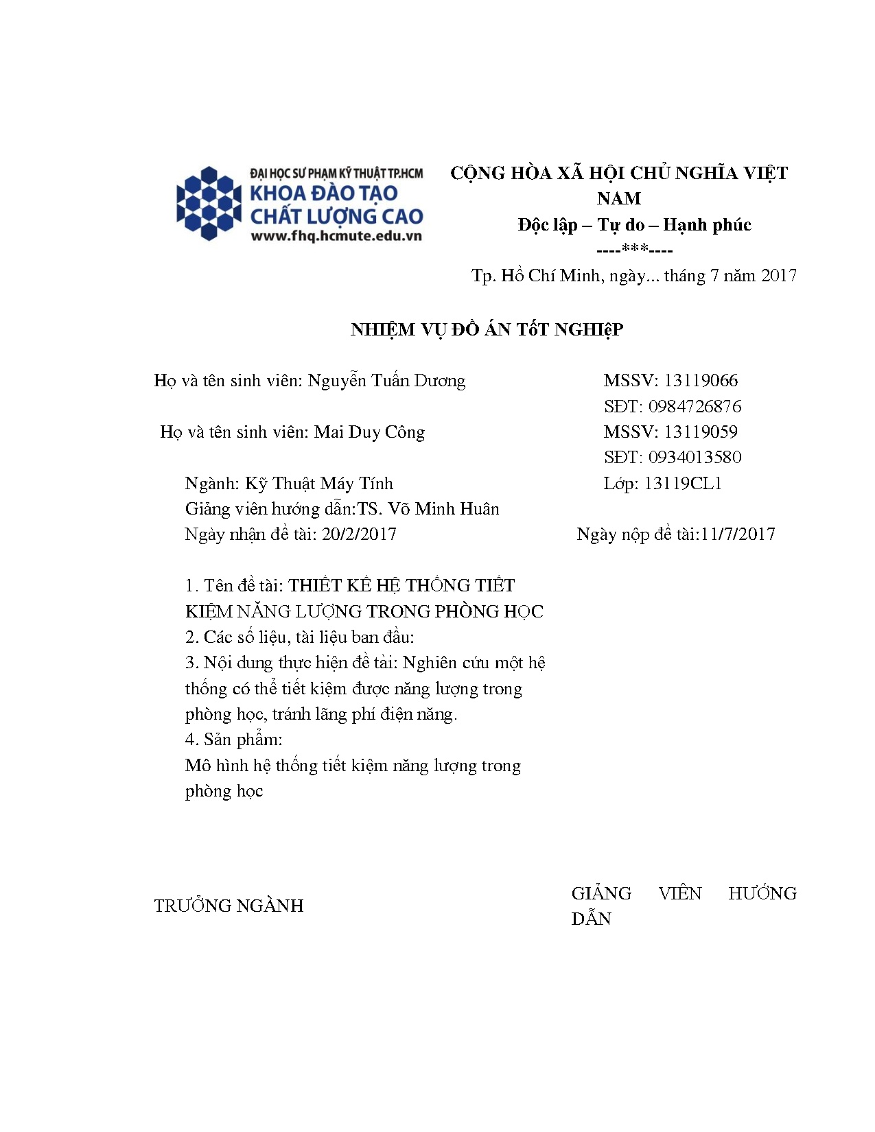 Đồ án tốt nghiệp - Thiết kế hệ thống tiết kiệm năng lượng trong phòng học