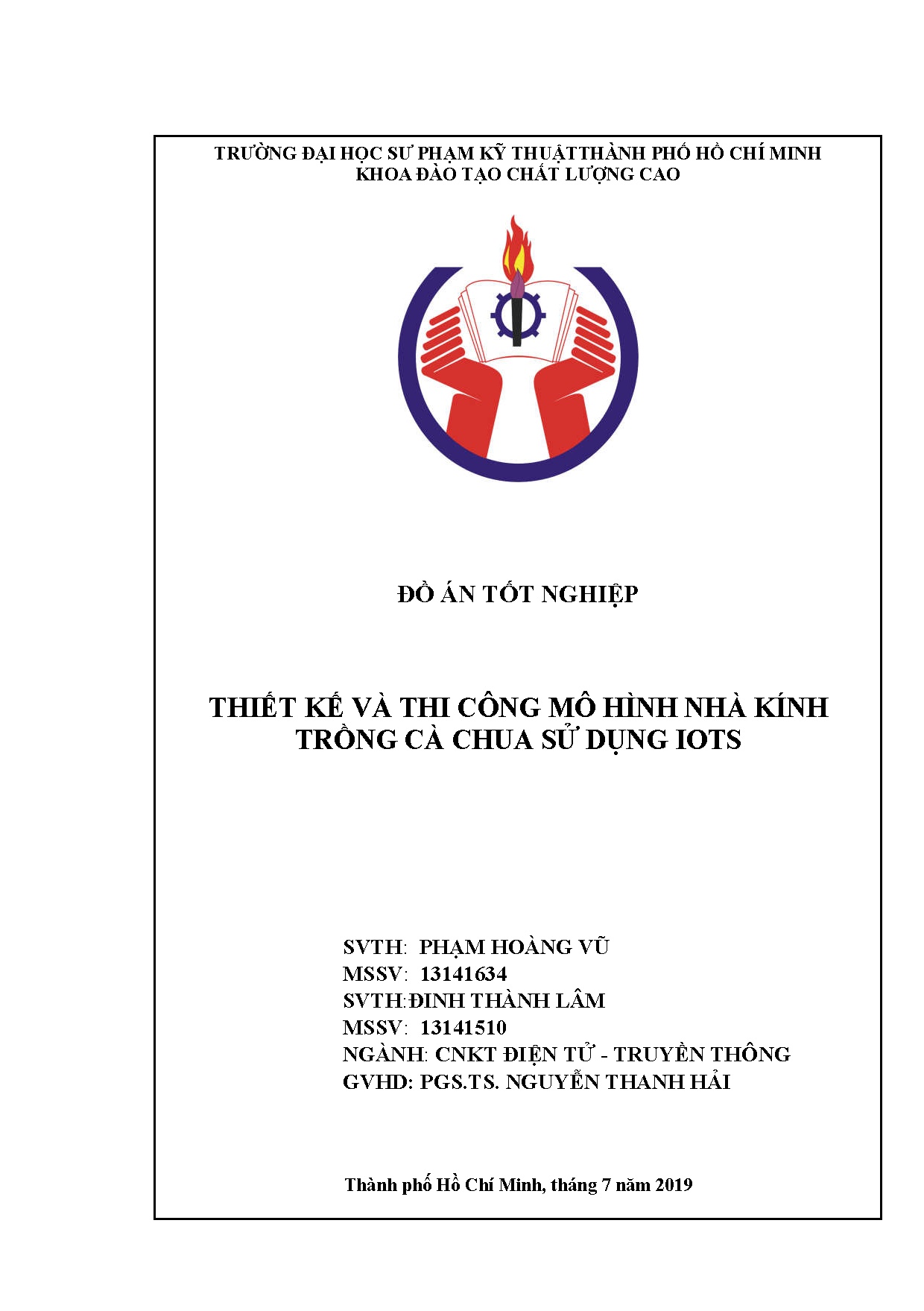 Đồ án tốt nghiệp - Thiết kế và thi công mô hình nhà kính trồng cà chua sử dụng IOTS