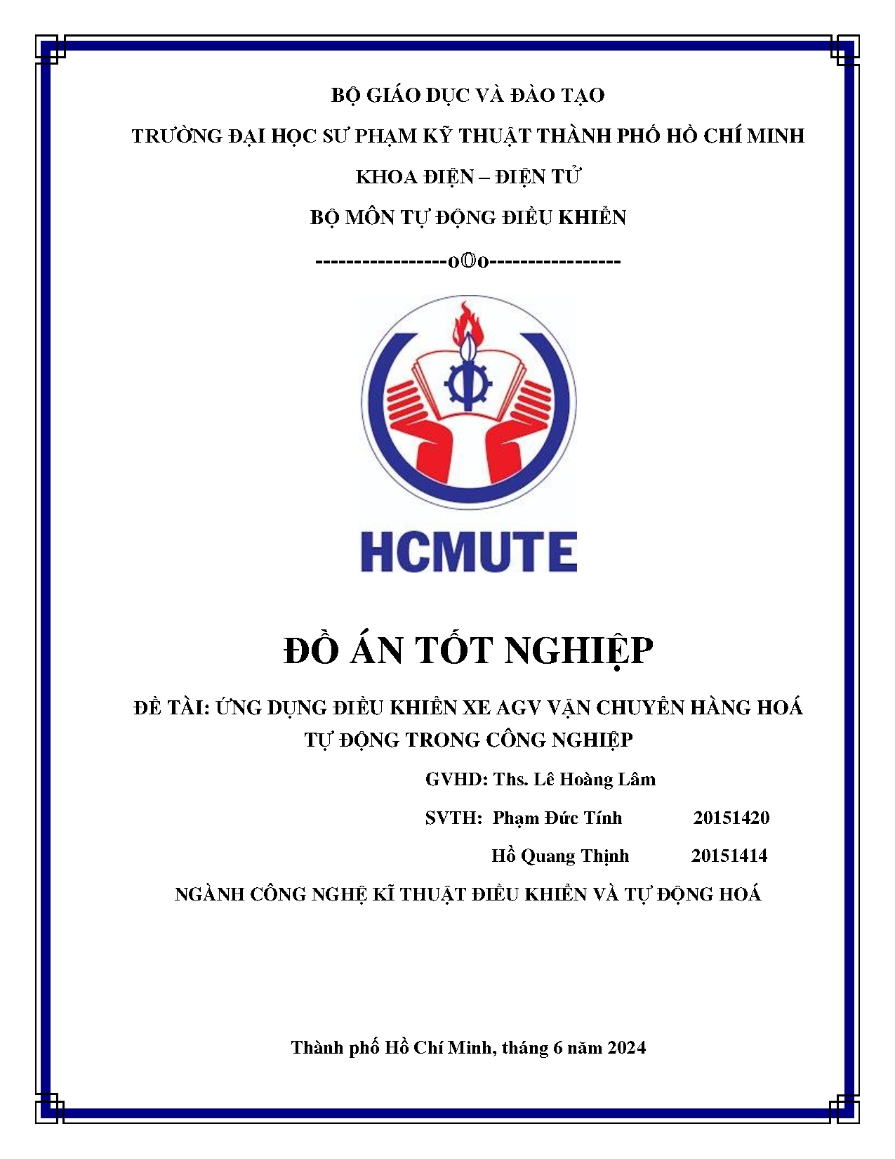 Đồ án tốt nghiệp - Ứng dụng điều khiển xe AGV vận chuyển hàng hóa tự động trong công nghiệp