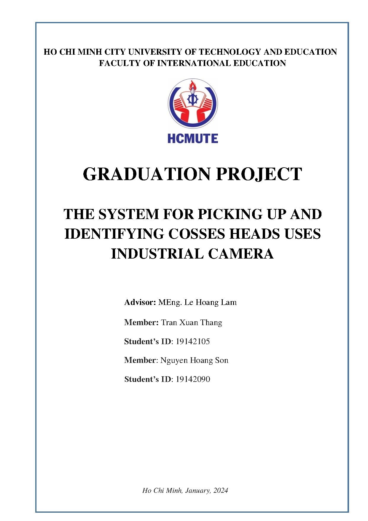 Đồ án tốt nghiệp - The system for picking up and identifying cosses heads uses industrial camera