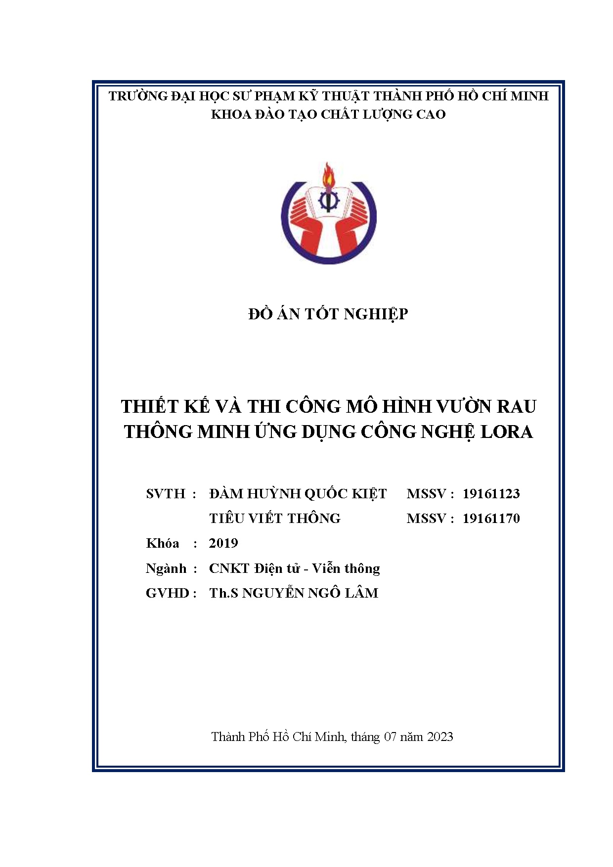 Đồ án tốt nghiệp - Thiết kế và thi công mô hình vườn rau thông minh ứng dụng công nghệ Lora