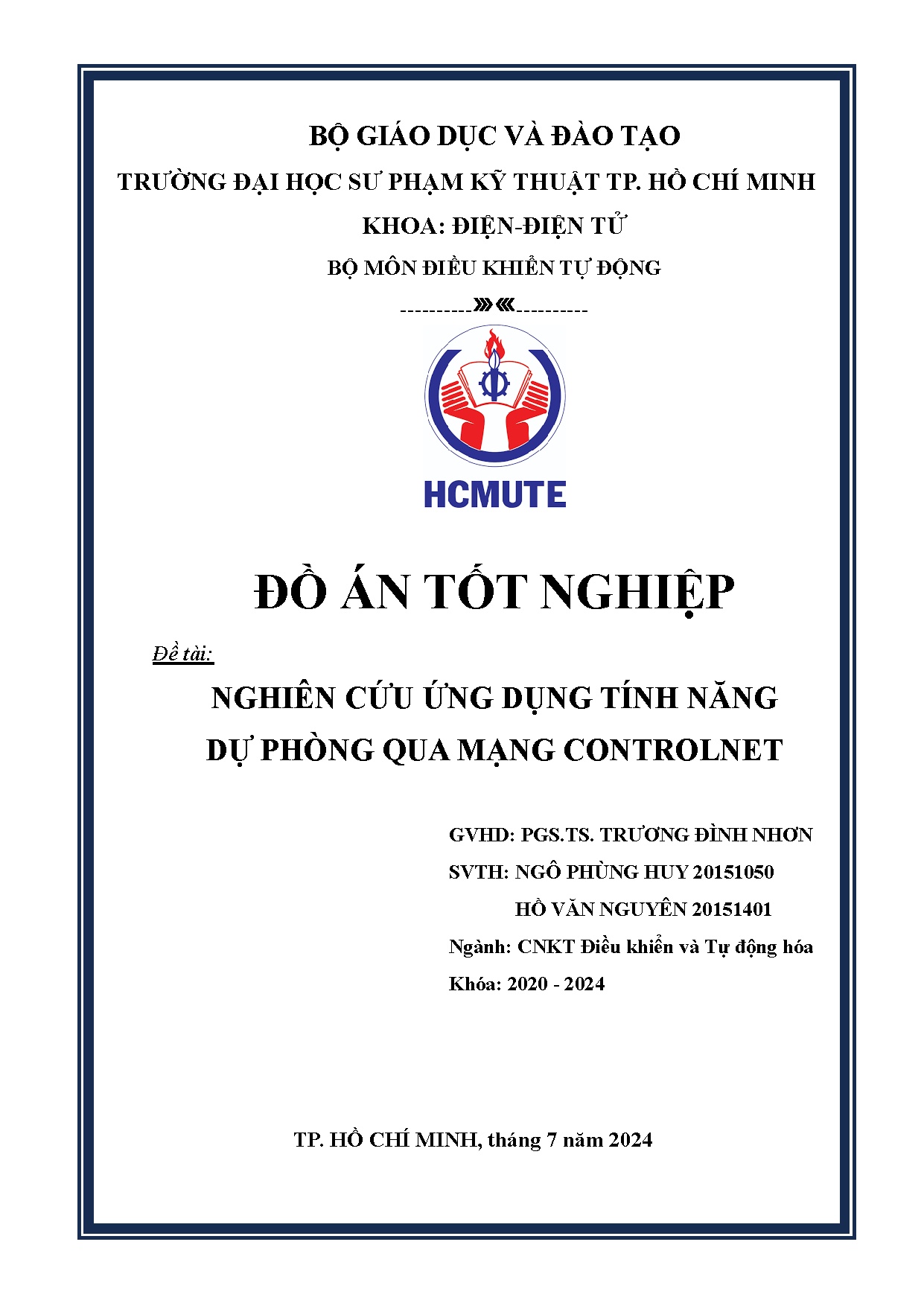 Đồ án tốt nghiệp - Nghiên cứu ứng dụng tính năng dự phòng qua mạng Controlnet