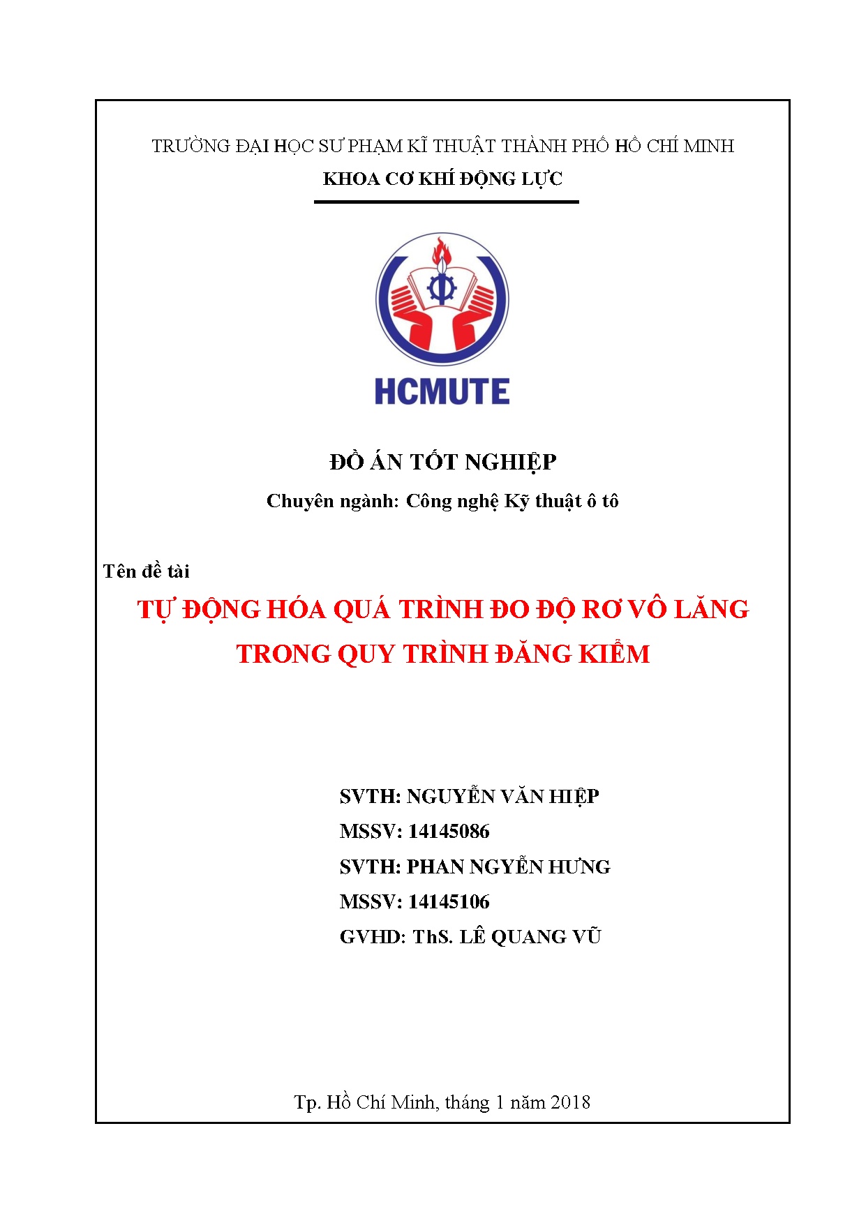 Đồ án tốt nghiệp - Tự động hóa quá trình đo độ rơ vô lăng trong quy trình đăng kiểm
