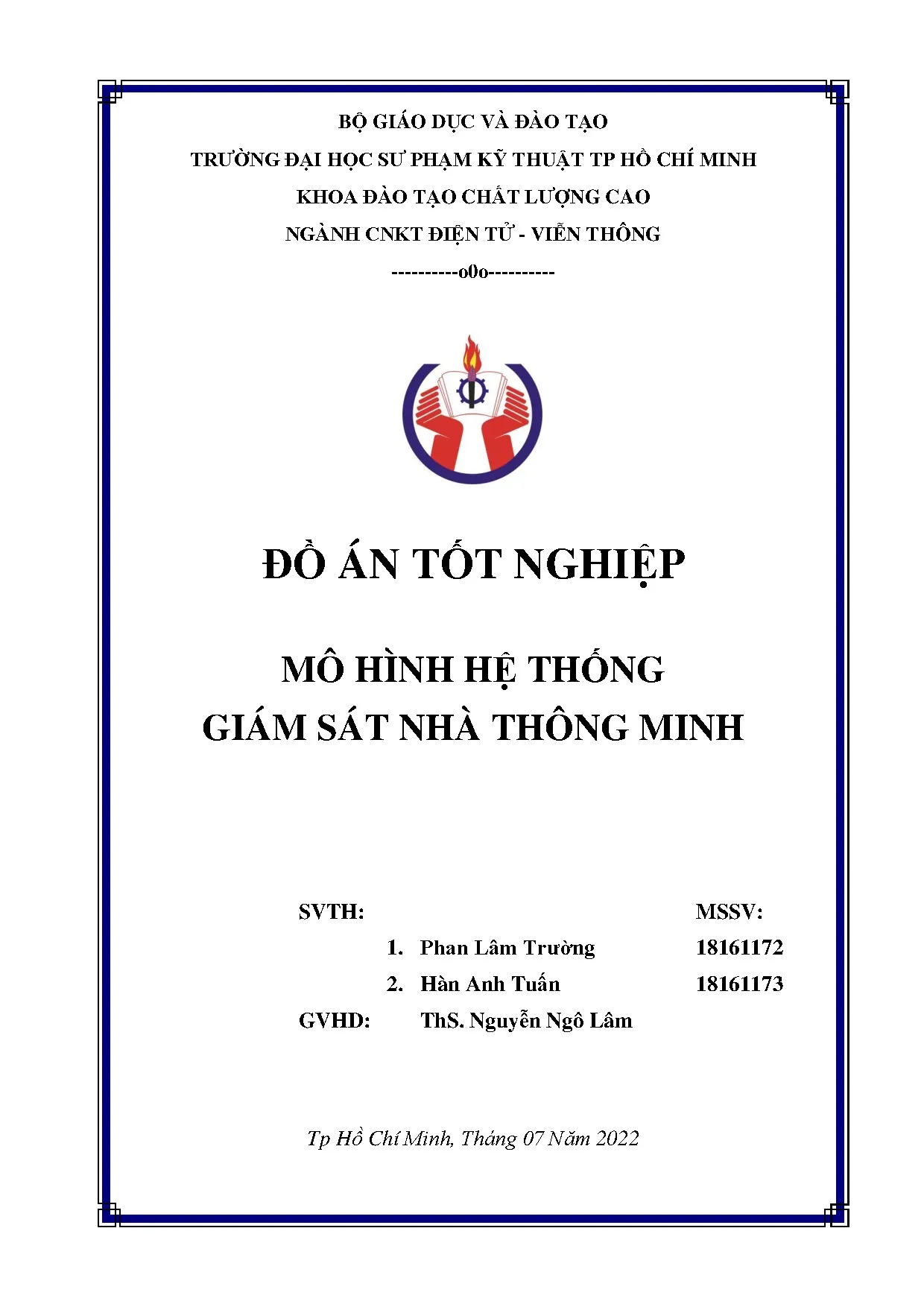 Đồ án tốt nghiệp - Mô hình hệ thống giám sát nhà thông minh